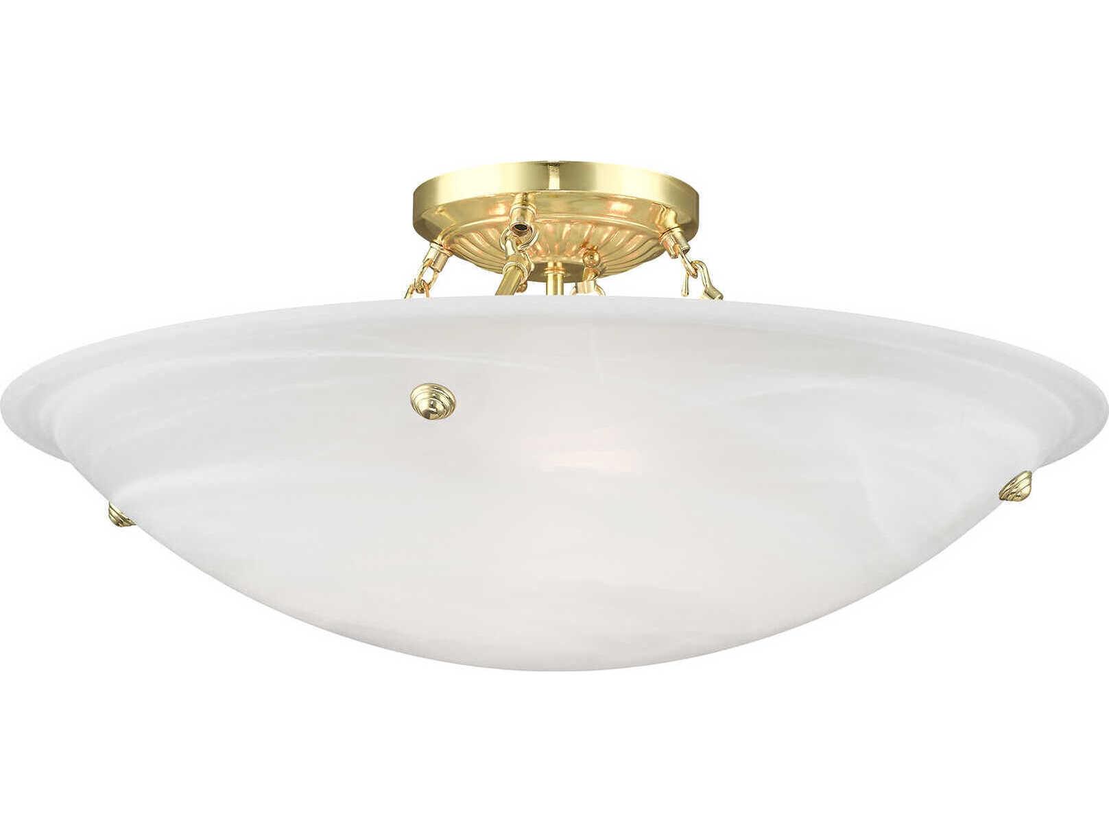 Livex Lighting Oasis 4-Light Polished Brass Glass Bowl Semi Flush Mount