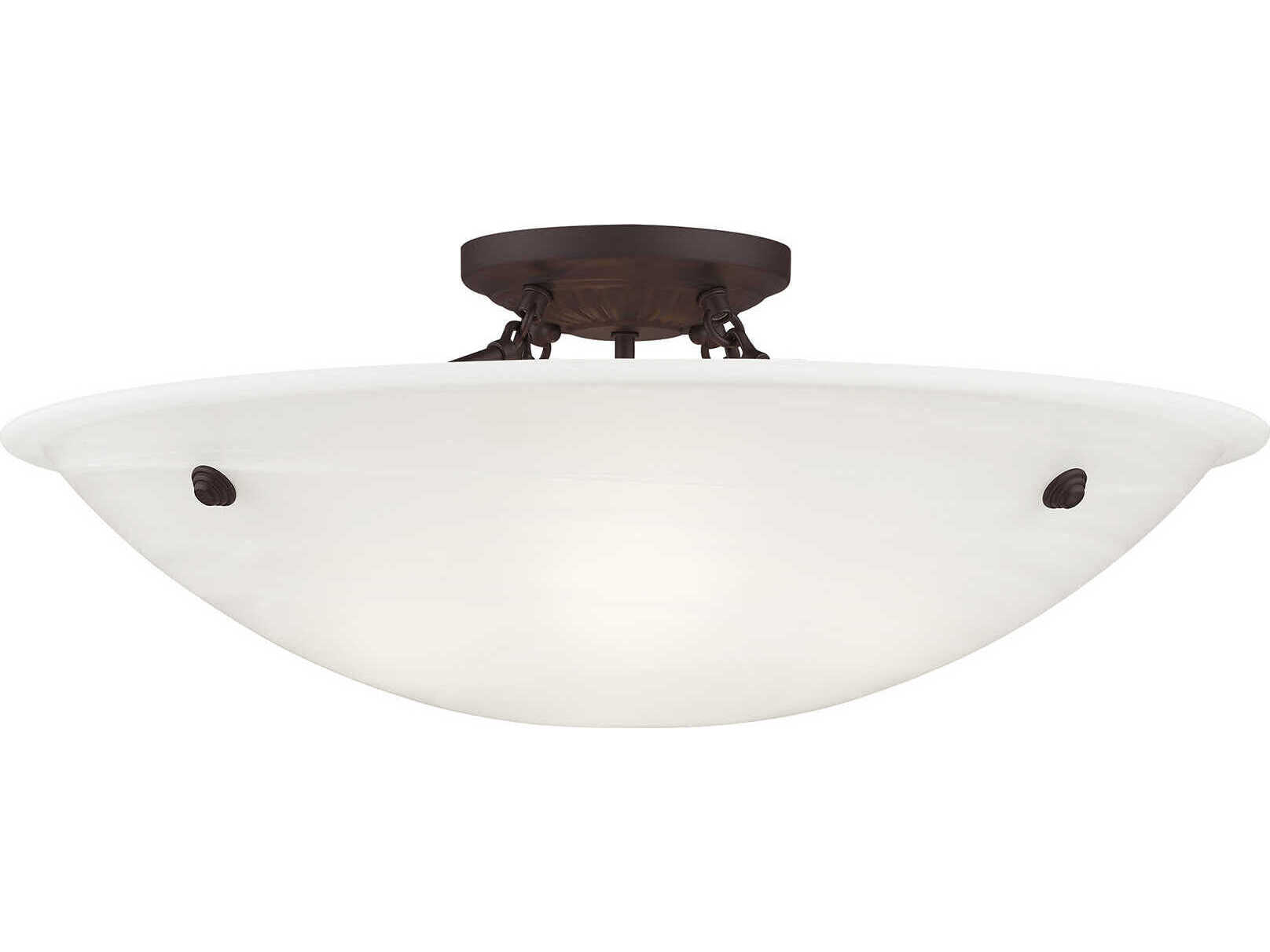 Livex Lighting Oasis 4-Light Bronze Glass Bowl Semi Flush Mount