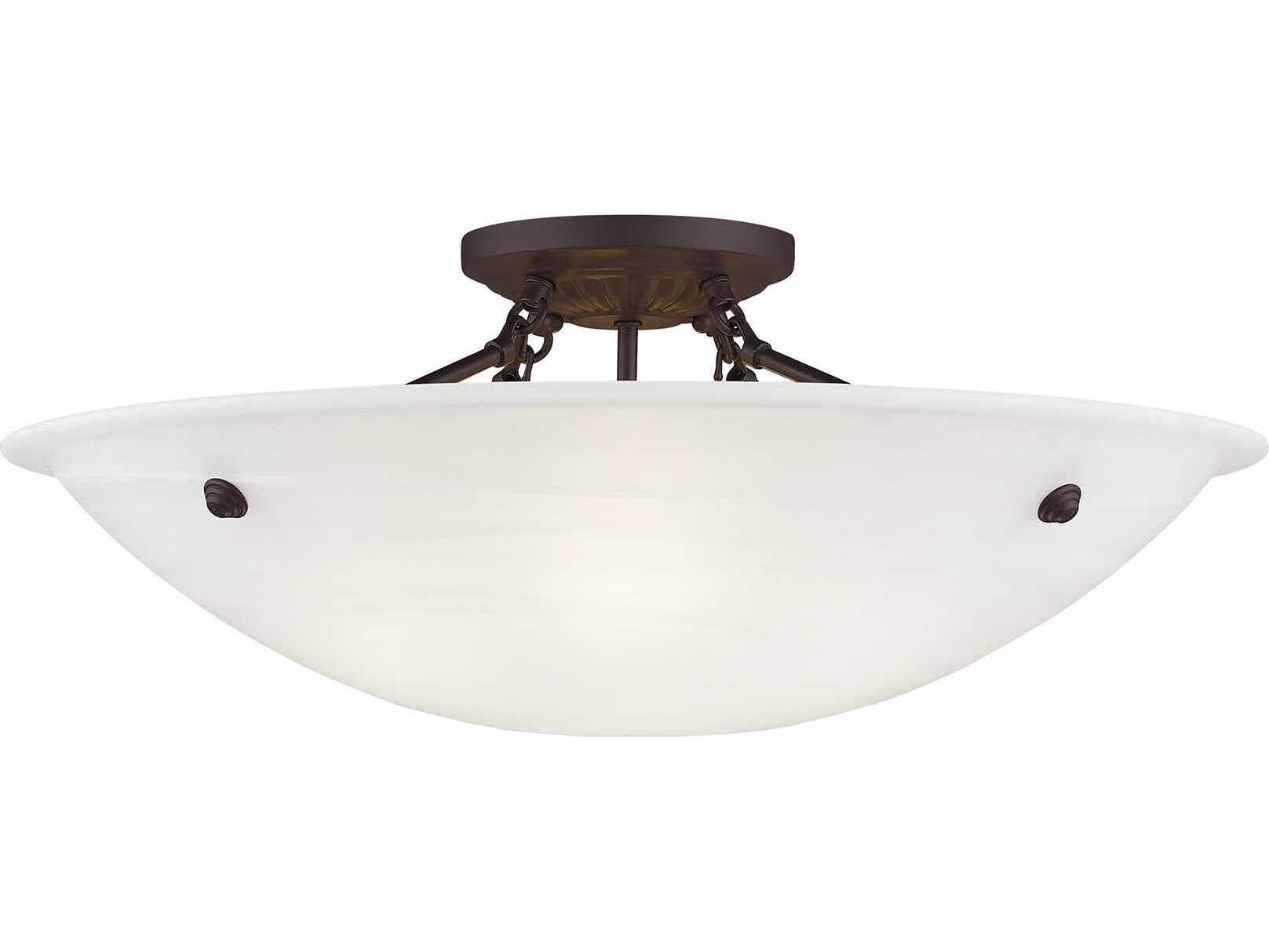 Livex Lighting Oasis 4-Light Bronze Glass Bowl Semi Flush Mount