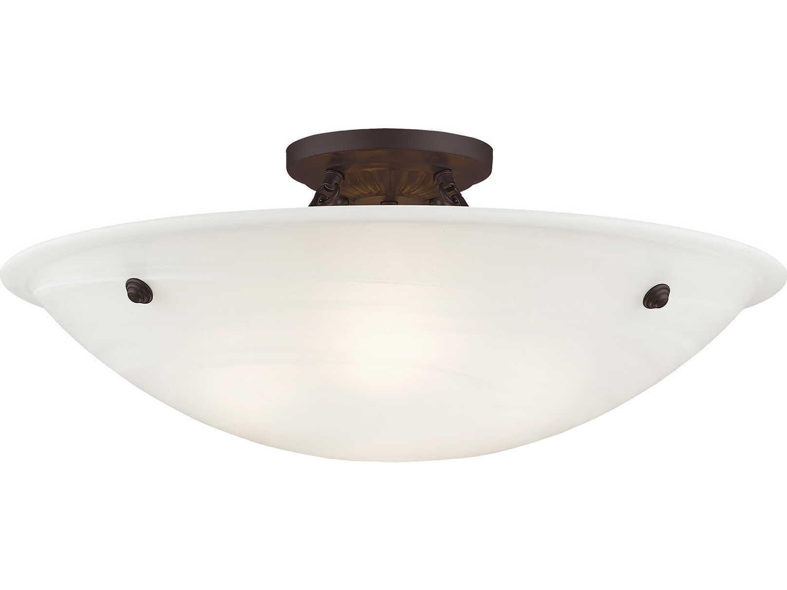 Livex Lighting Oasis 4-Light Bronze Glass Bowl Semi Flush Mount