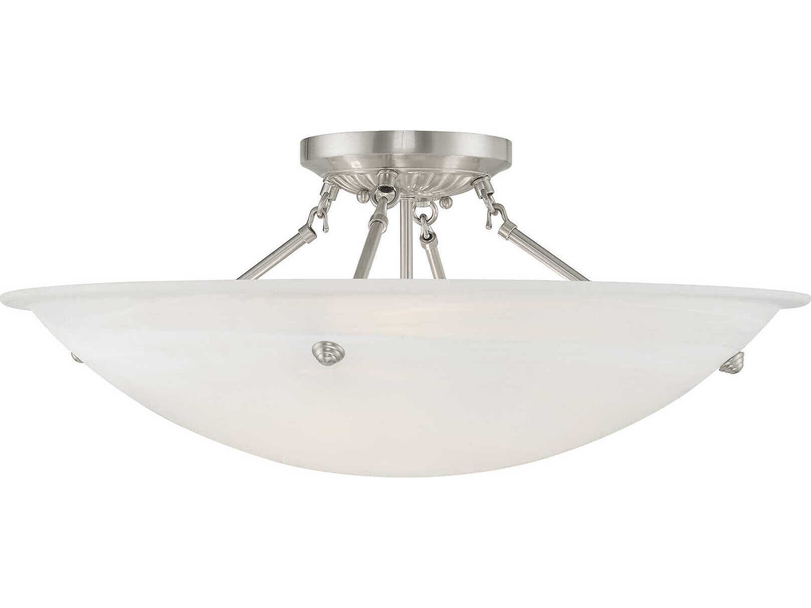 Livex Lighting Oasis 4-Light Brushed Nickel Glass Bowl Semi Flush Mount