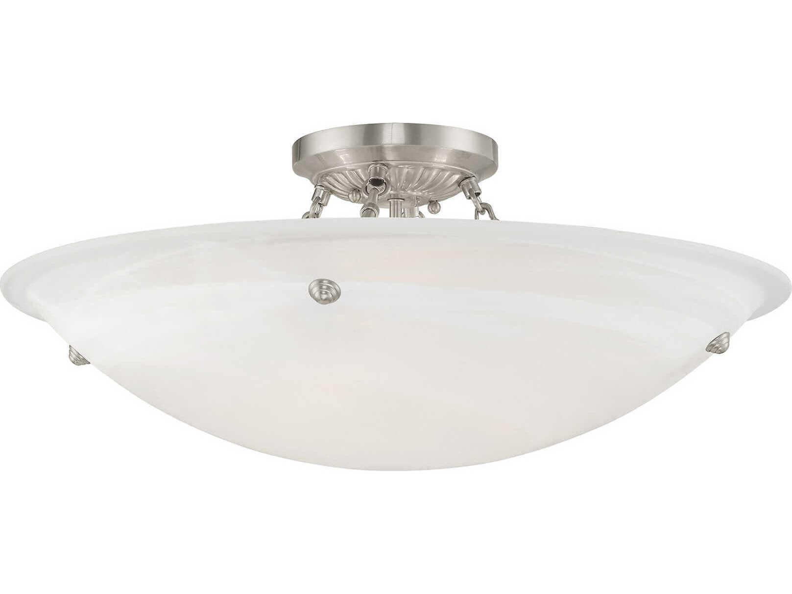 Livex Lighting Oasis 4-Light Brushed Nickel Glass Bowl Semi Flush Mount