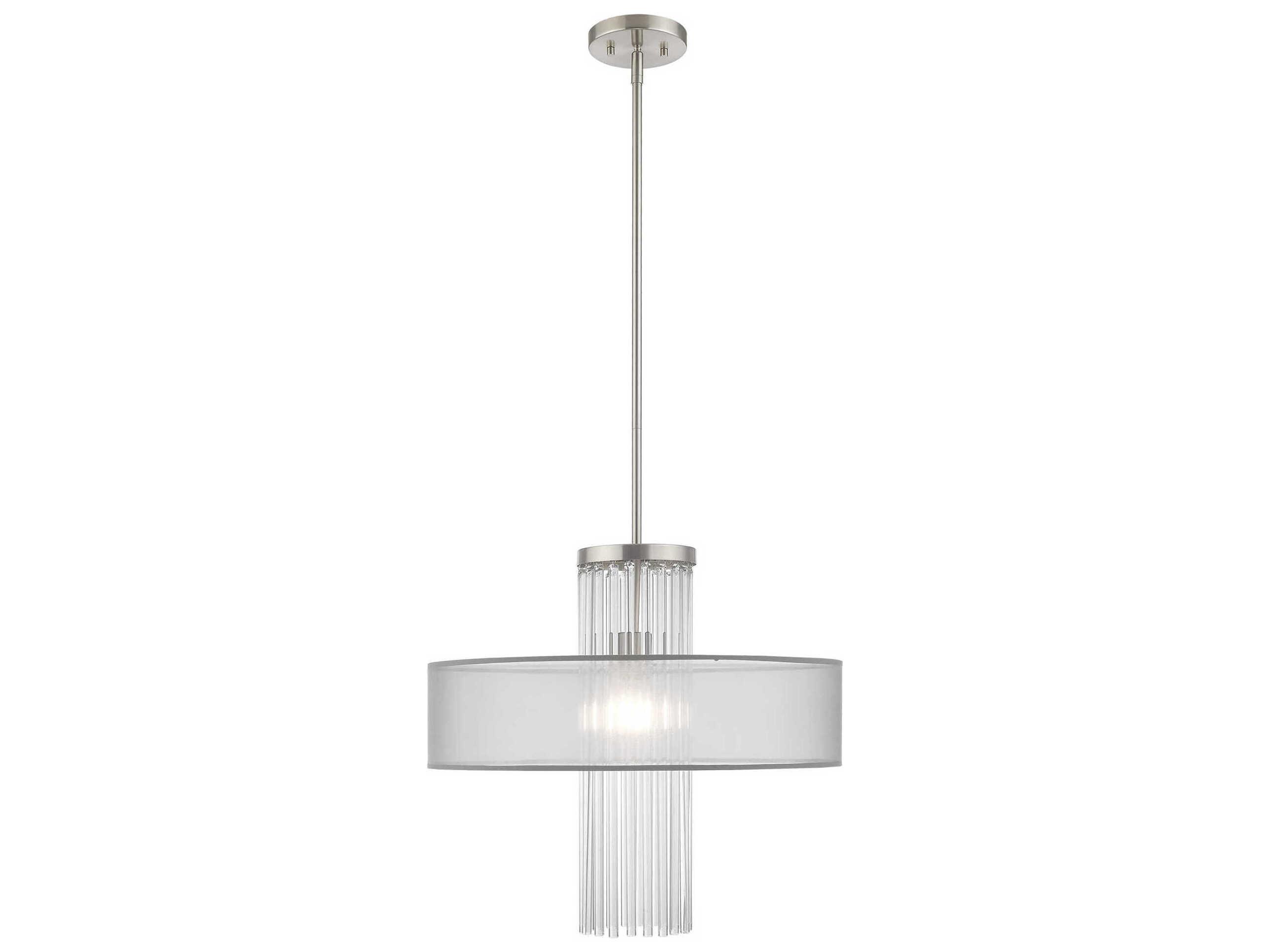 Livex Lighting Alexis 1-Light Brushed Nickel Crystal Drum Round Pendant