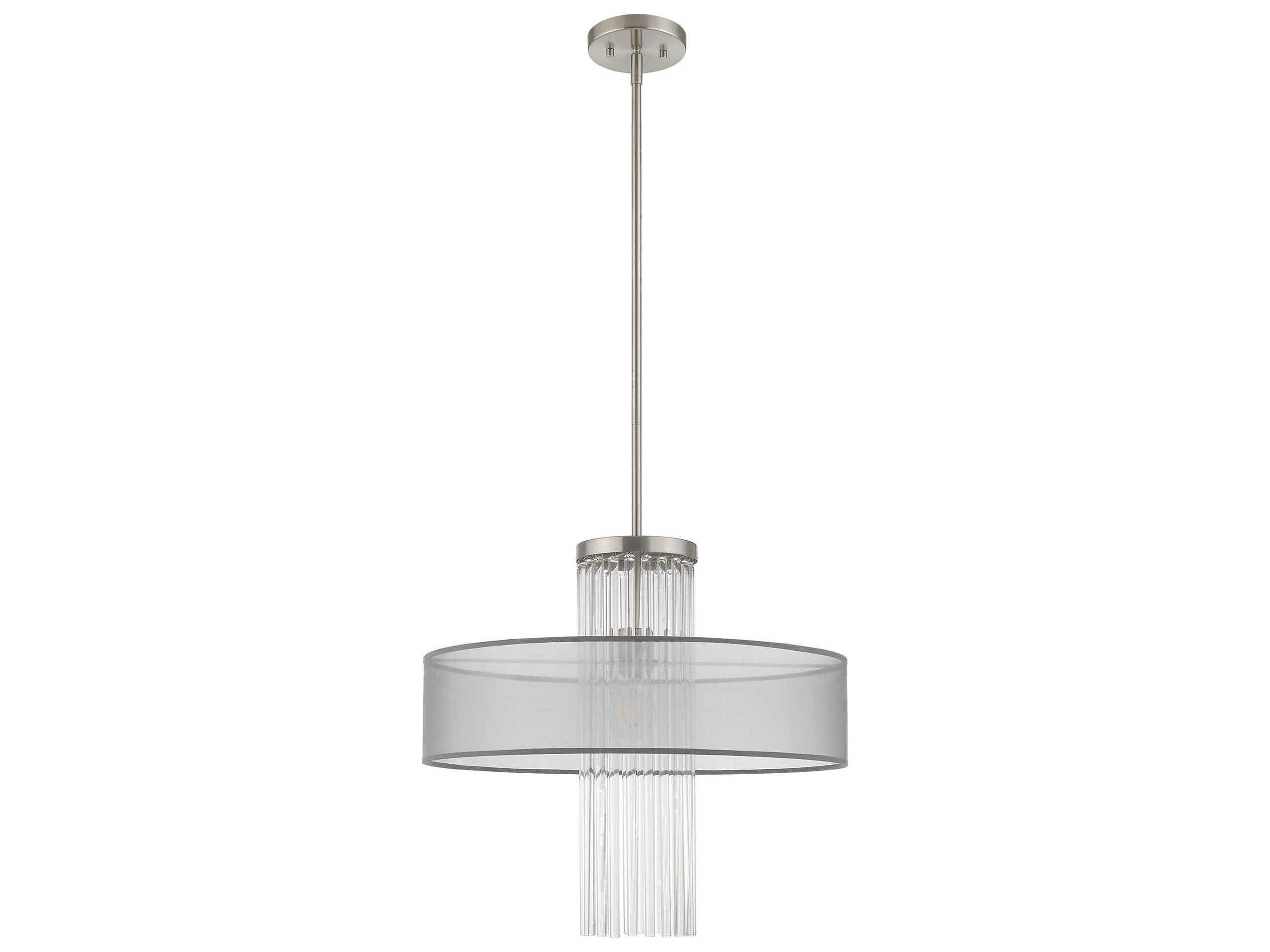 Livex Lighting Alexis 1-Light Brushed Nickel Crystal Drum Round Pendant