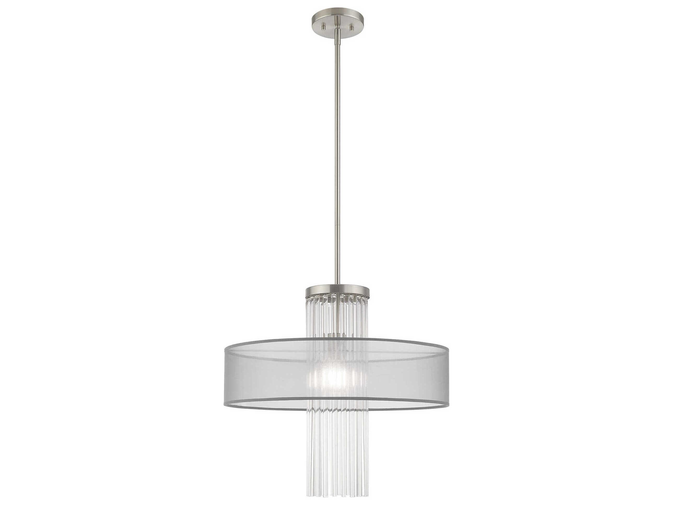 Livex Lighting Alexis 1-Light Brushed Nickel Crystal Drum Round Pendant