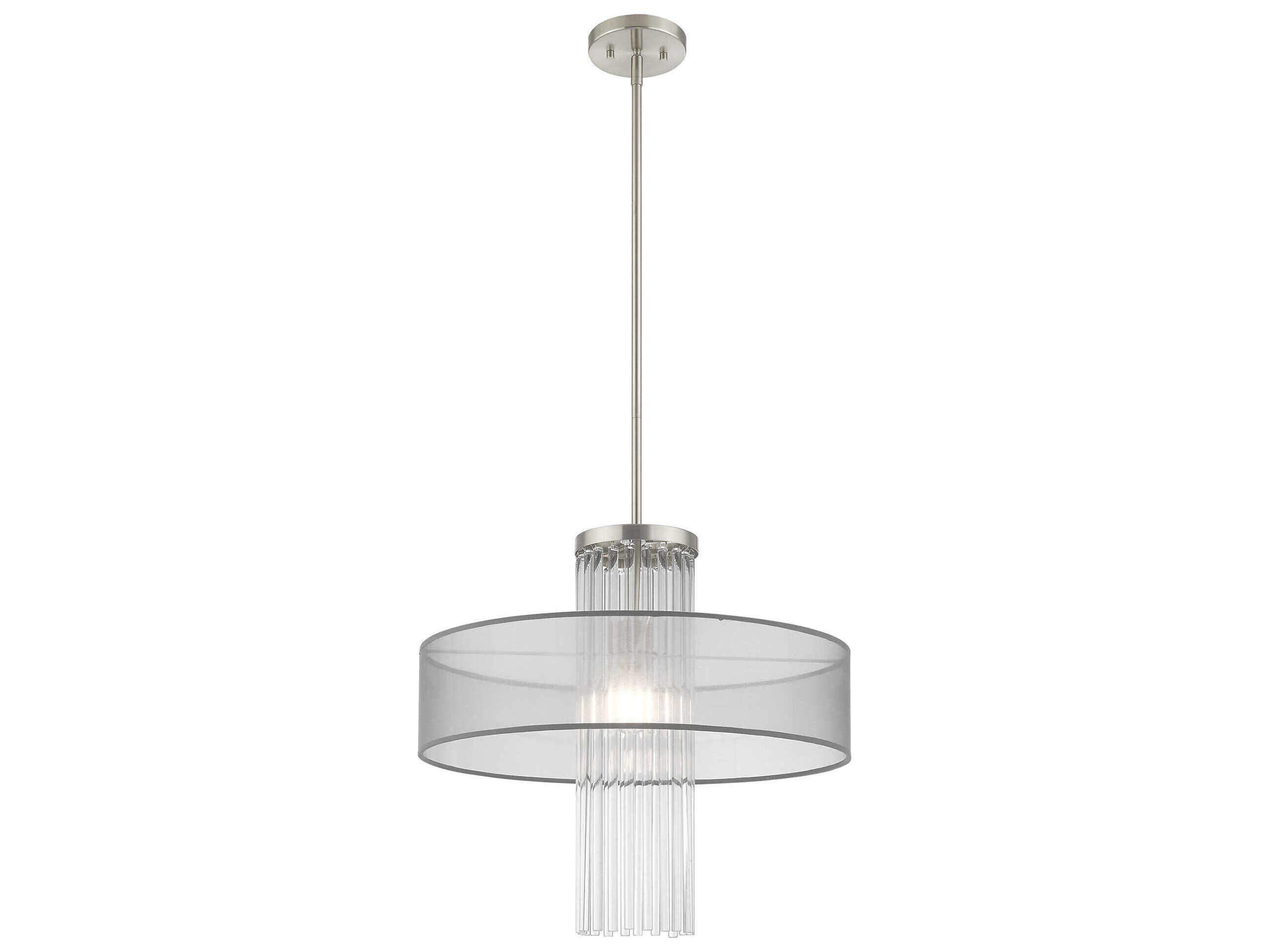 Livex Lighting Alexis 1-Light Brushed Nickel Crystal Drum Round Pendant