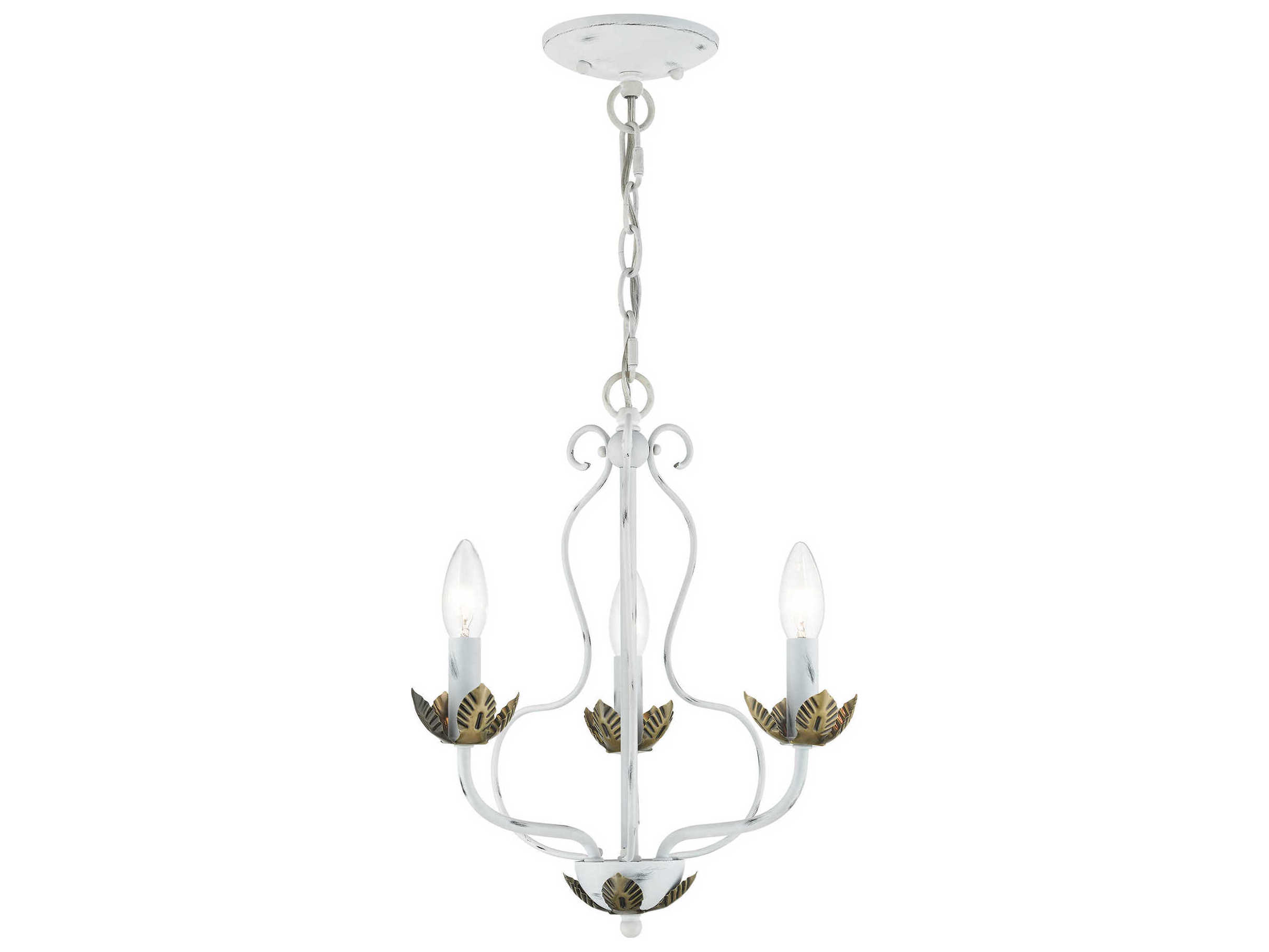 Livex Lighting Katarina 3-Light Antique White Brass Candelabra Chandelier