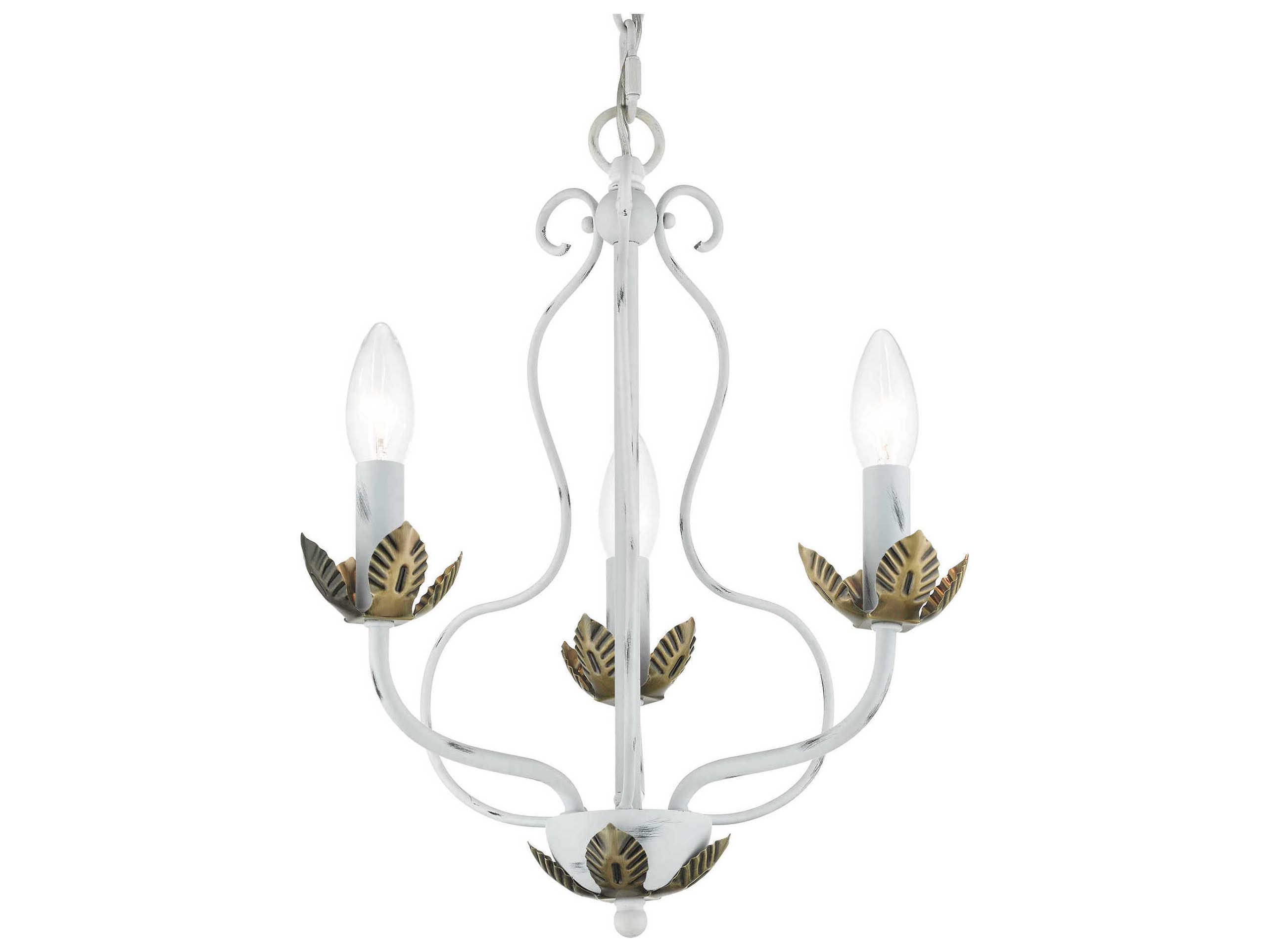 Livex Lighting Katarina 3-Light Antique White Brass Candelabra Chandelier