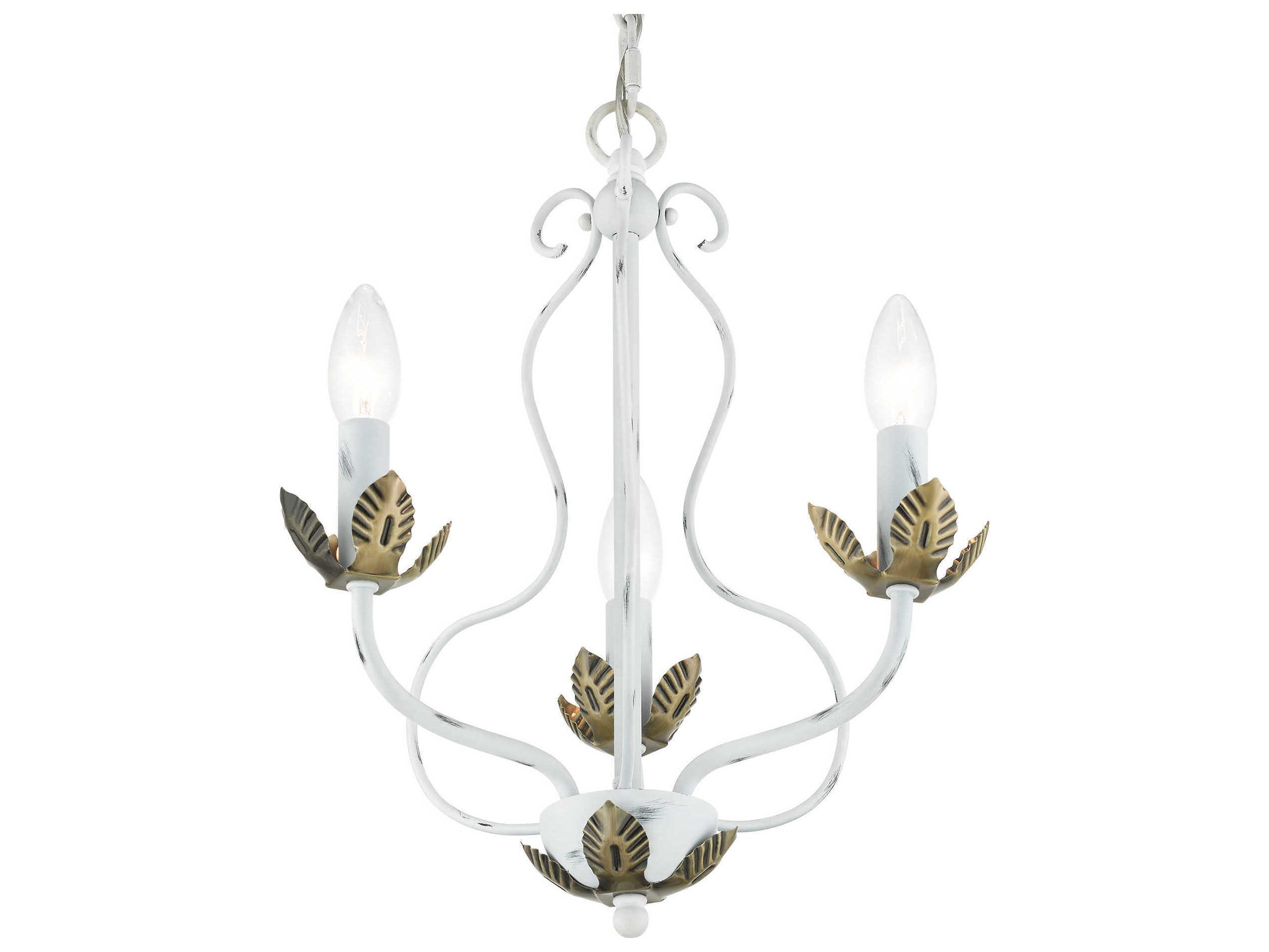 Livex Lighting Katarina 3-Light Antique White Brass Candelabra Chandelier