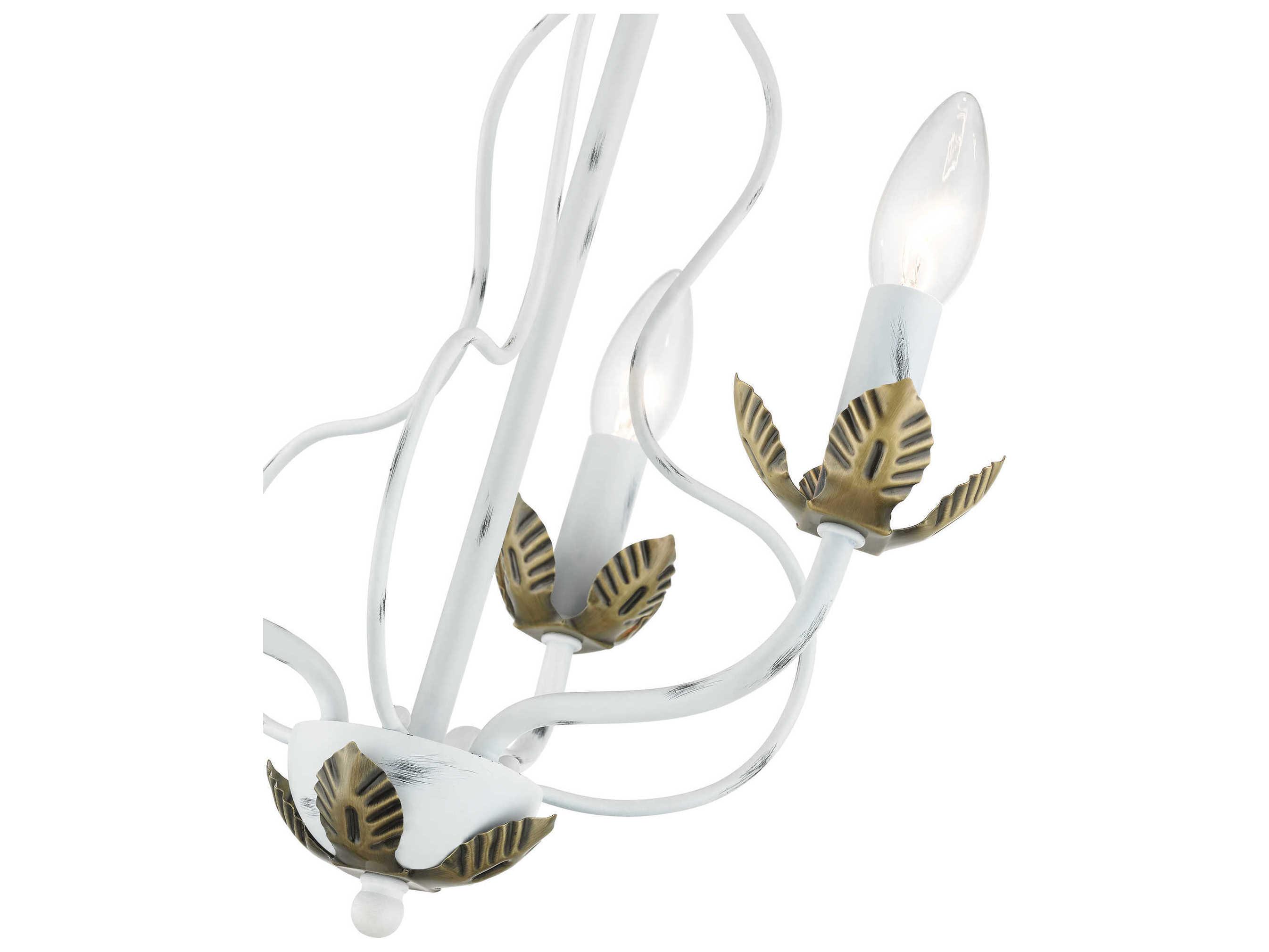 Livex Lighting Katarina 3-Light Antique White Brass Candelabra Chandelier