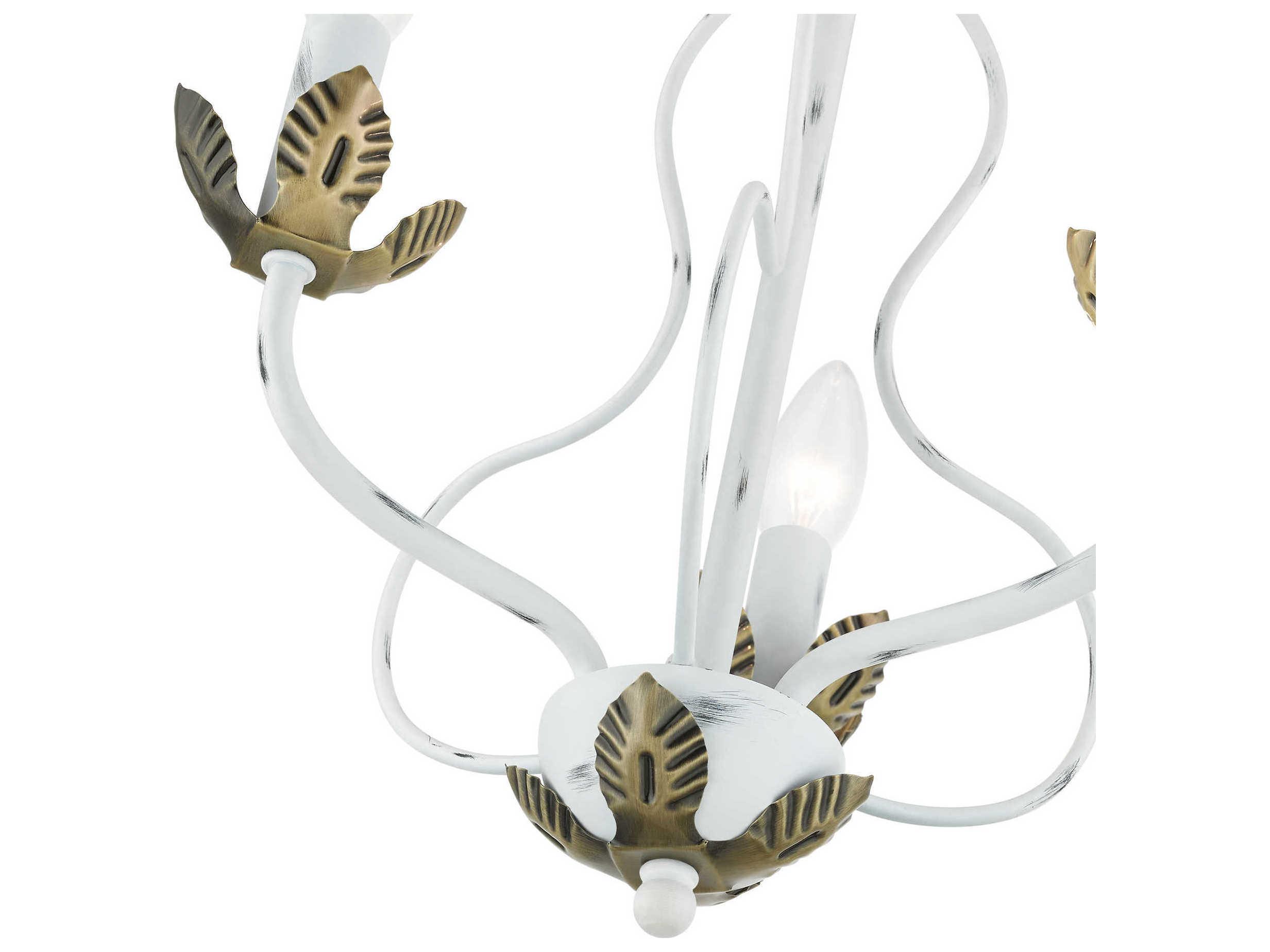 Livex Lighting Katarina 3-Light Antique White Brass Candelabra Chandelier