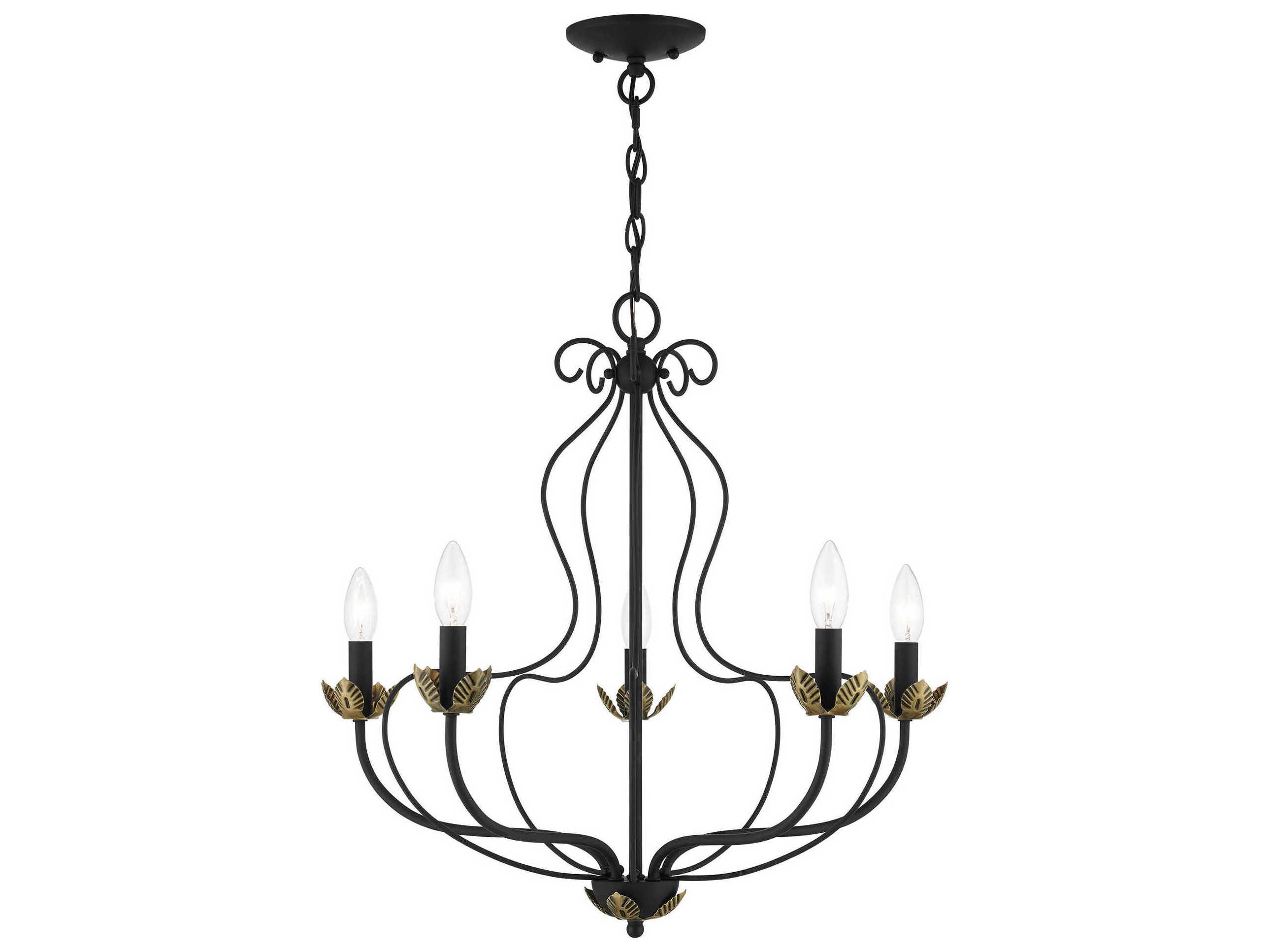Livex Lighting Katarina 5-Light Black Antique Brass Candelabra Chandelier