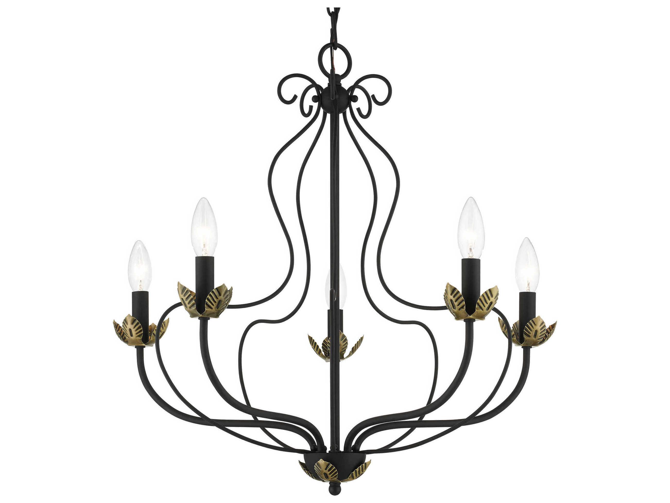 Livex Lighting Katarina 5-Light Black Antique Brass Candelabra Chandelier