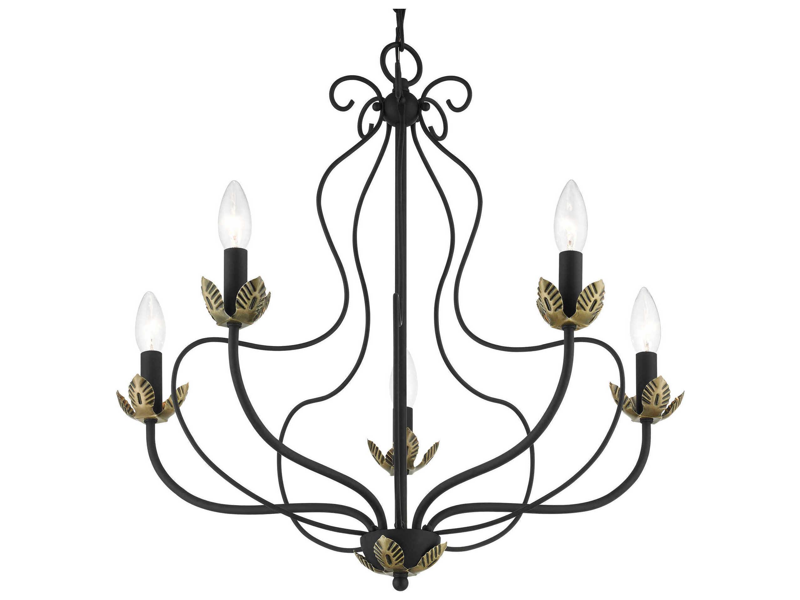 Livex Lighting Katarina 5-Light Black Antique Brass Candelabra Chandelier