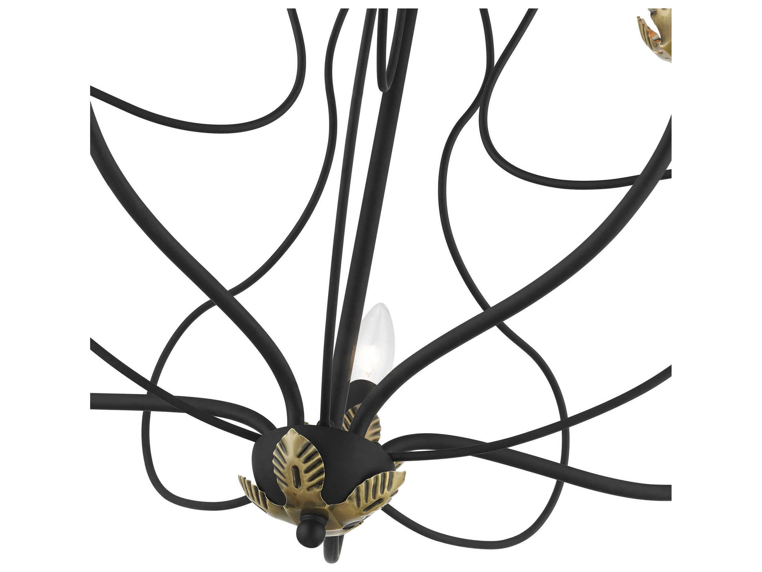 Livex Lighting Katarina 5-Light Black Antique Brass Candelabra Chandelier
