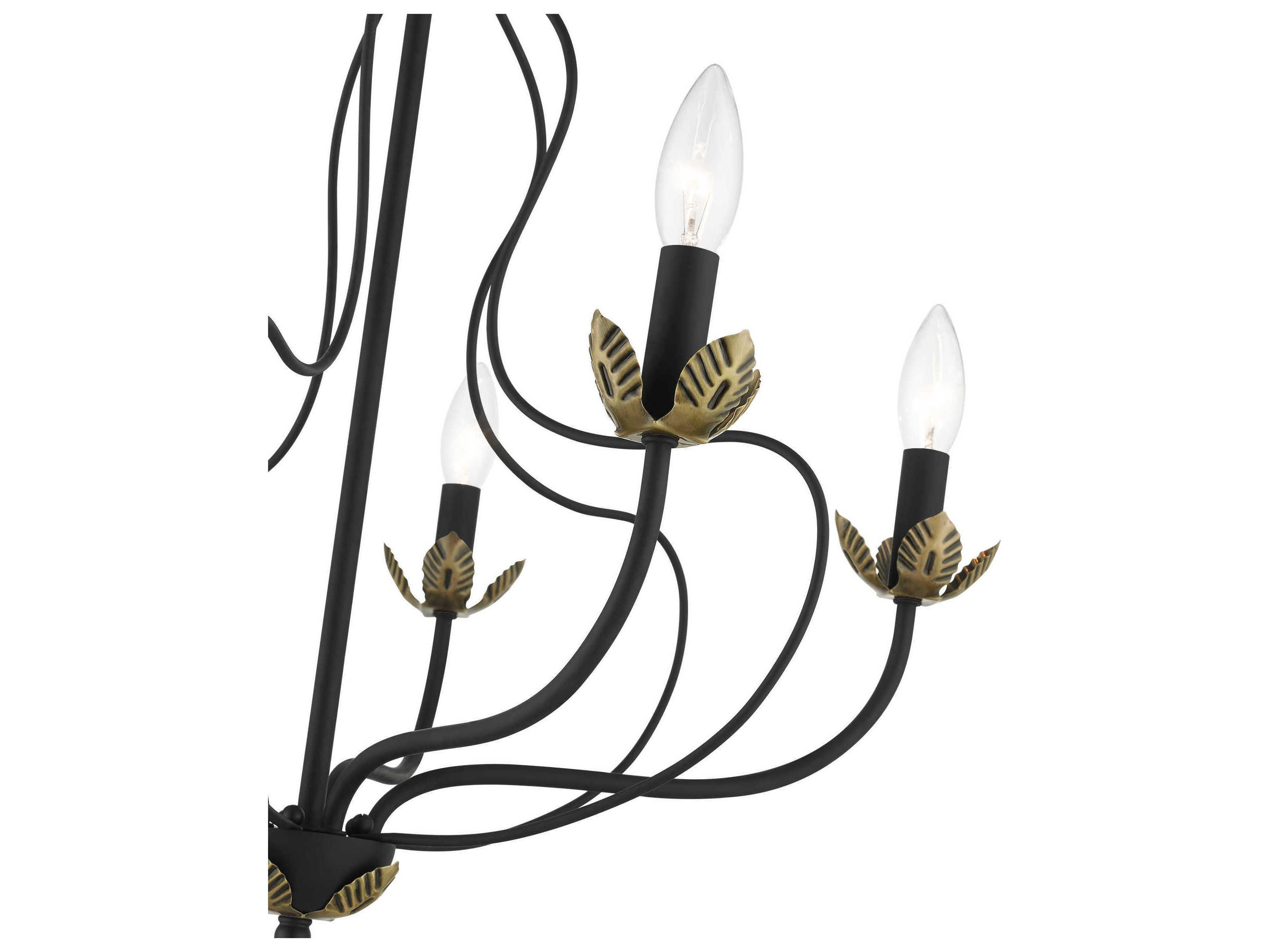 Livex Lighting Katarina 5-Light Black Antique Brass Candelabra Chandelier