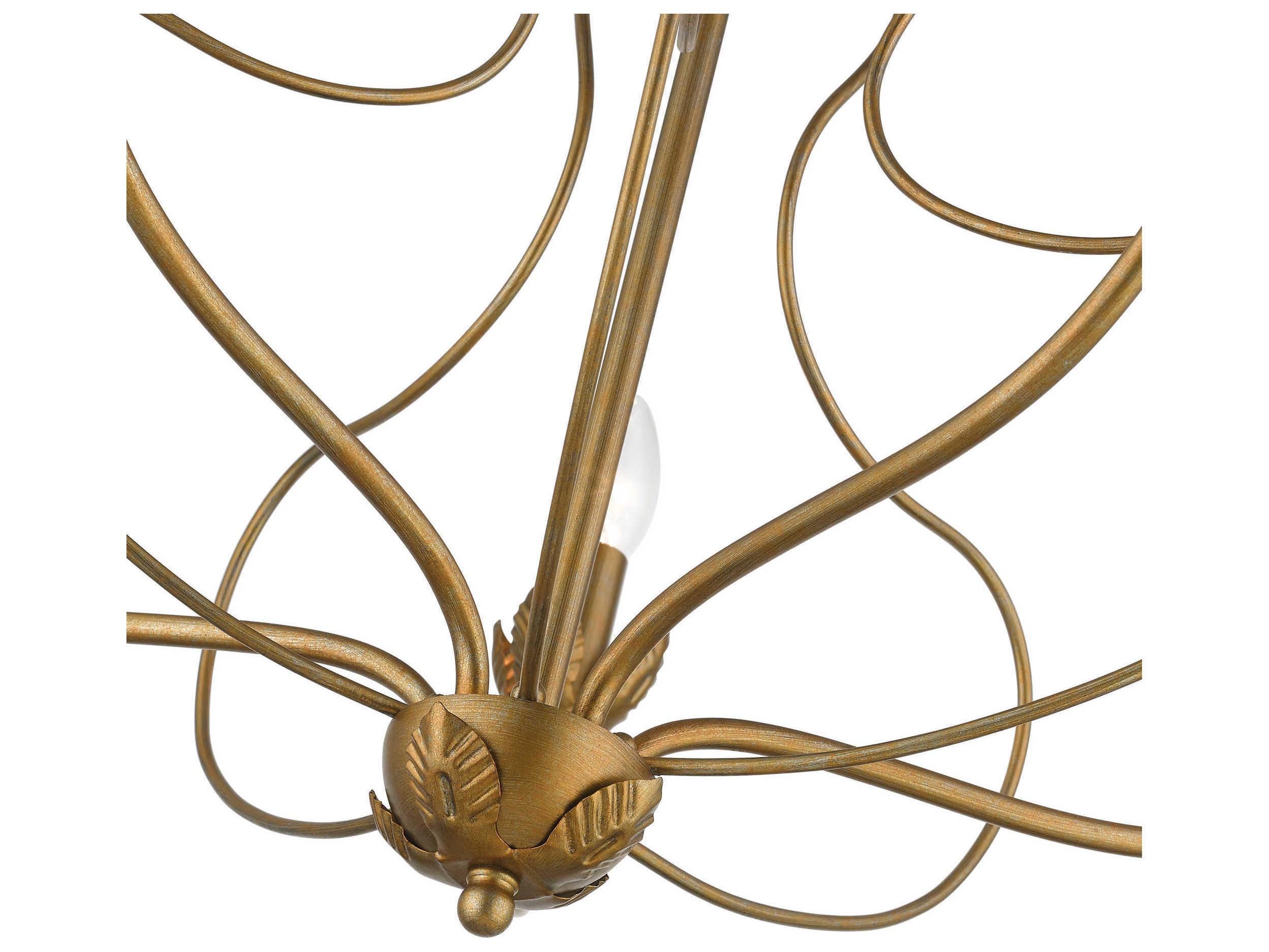 Livex Lighting Katarina 5-Light Antique Gold Leaf Candelabra Chandelier