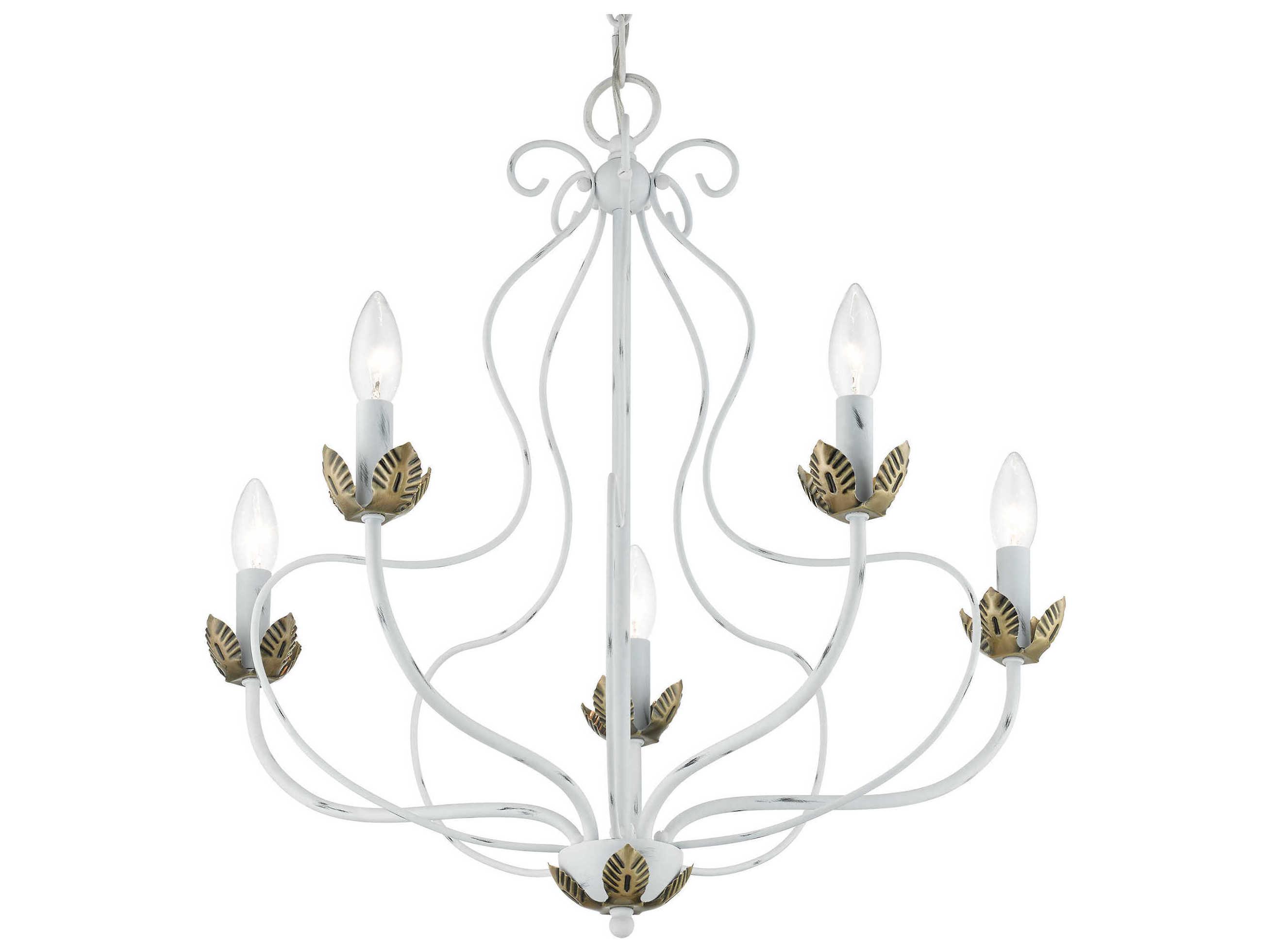 Livex Lighting Katarina 5-Light Antique White Brass Candelabra Chandelier