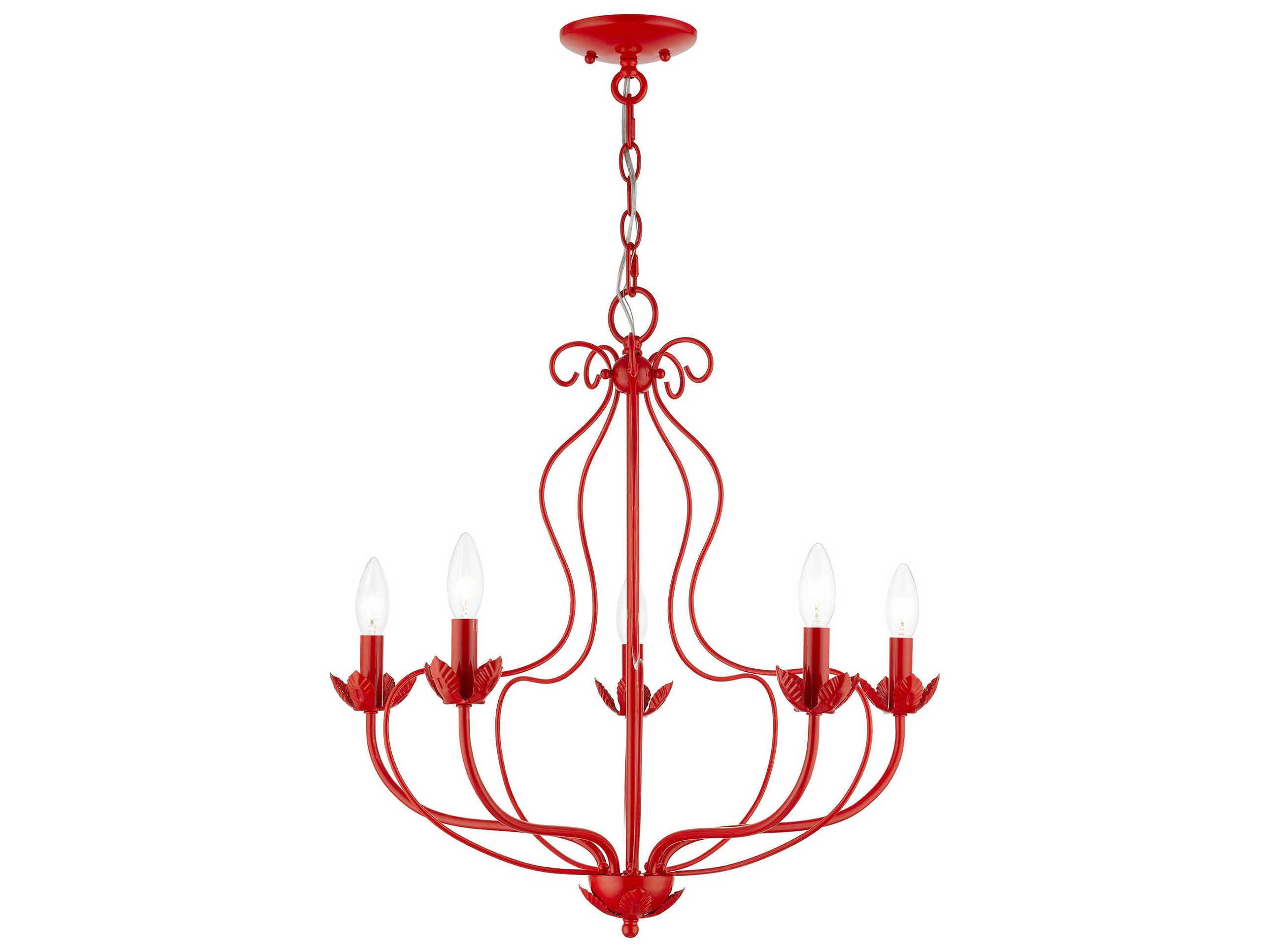 Livex Lighting Katarina 5-Light Shiny Red Candelabra Chandelier
