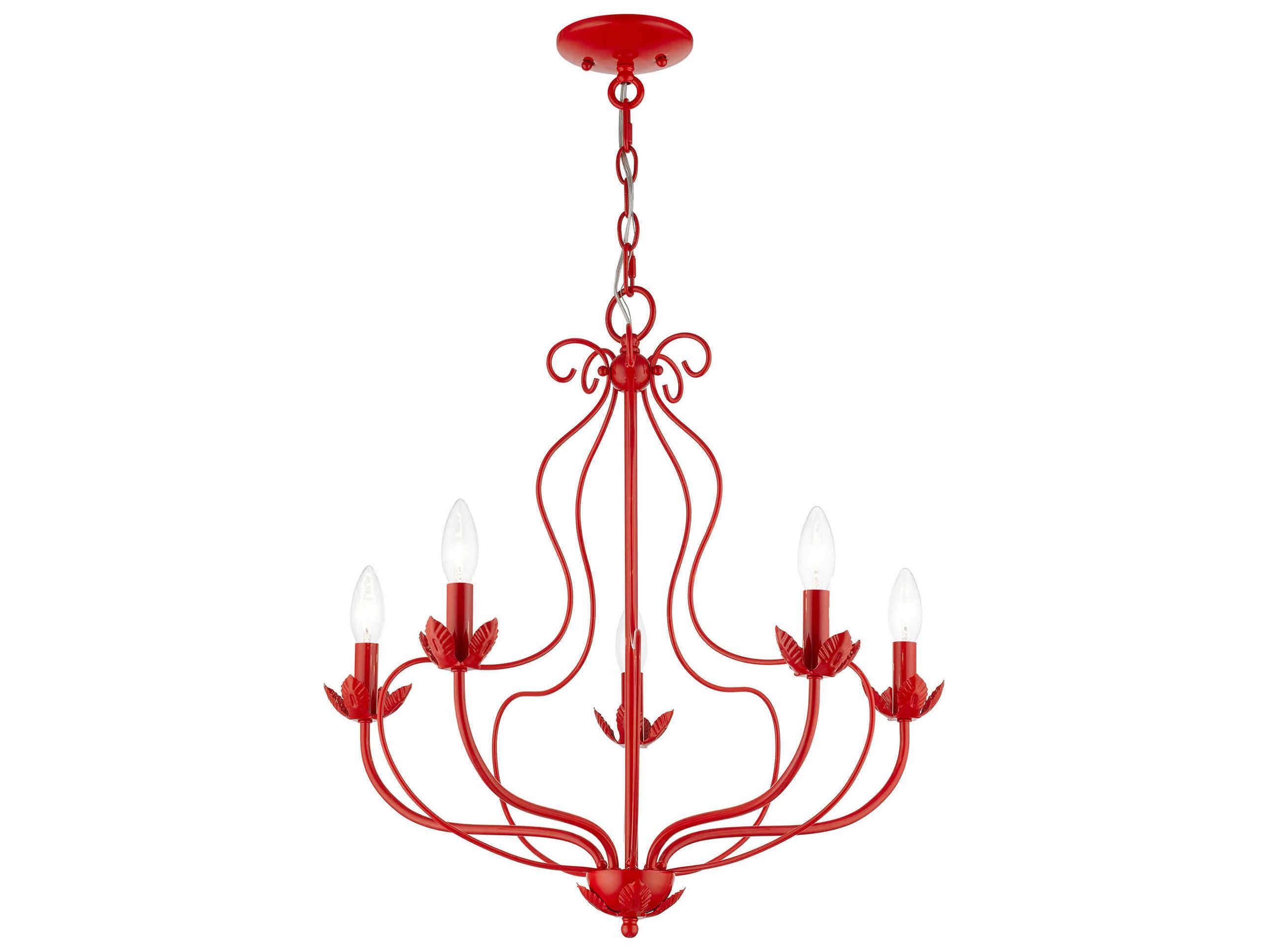 Livex Lighting Katarina 5-Light Shiny Red Candelabra Chandelier
