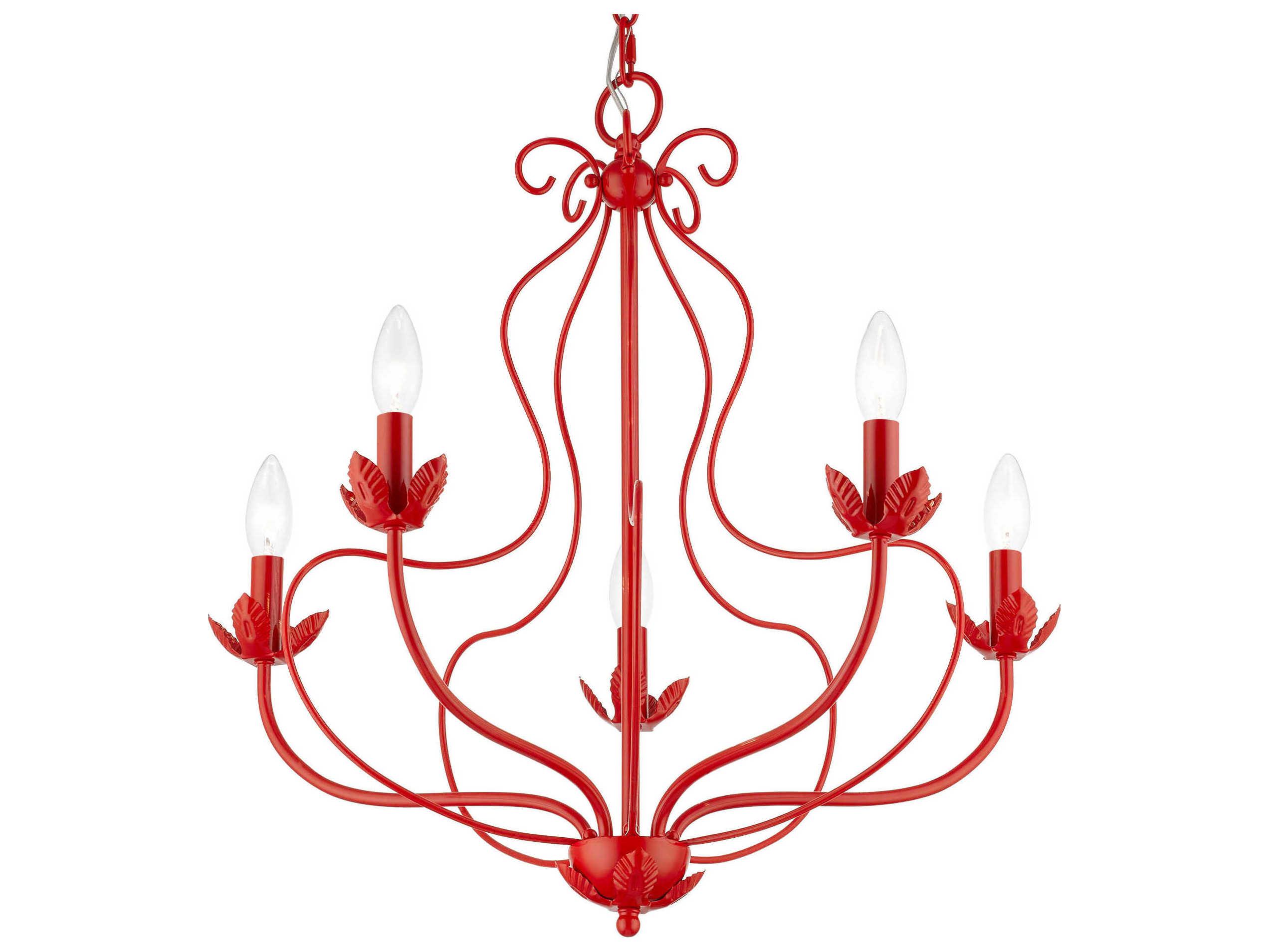 Livex Lighting Katarina 5-Light Shiny Red Candelabra Chandelier