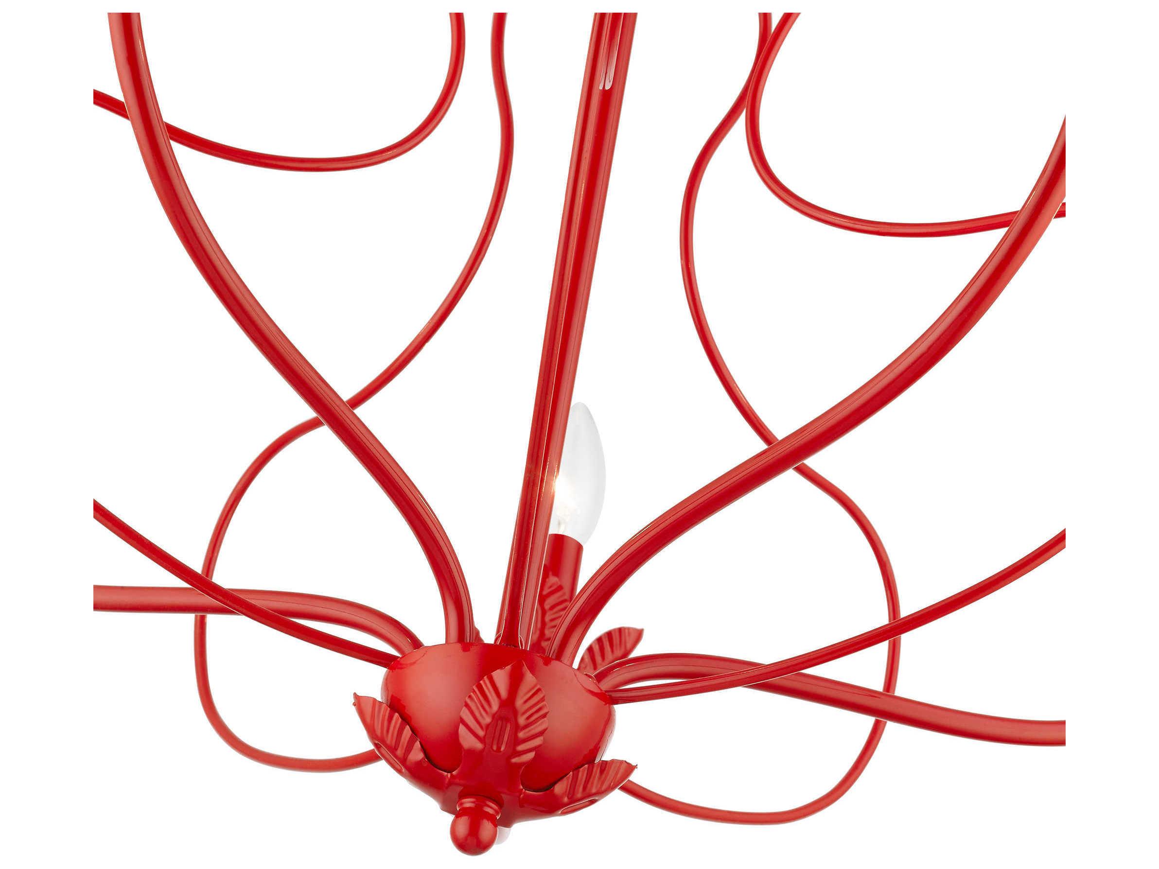 Livex Lighting Katarina 5-Light Shiny Red Candelabra Chandelier