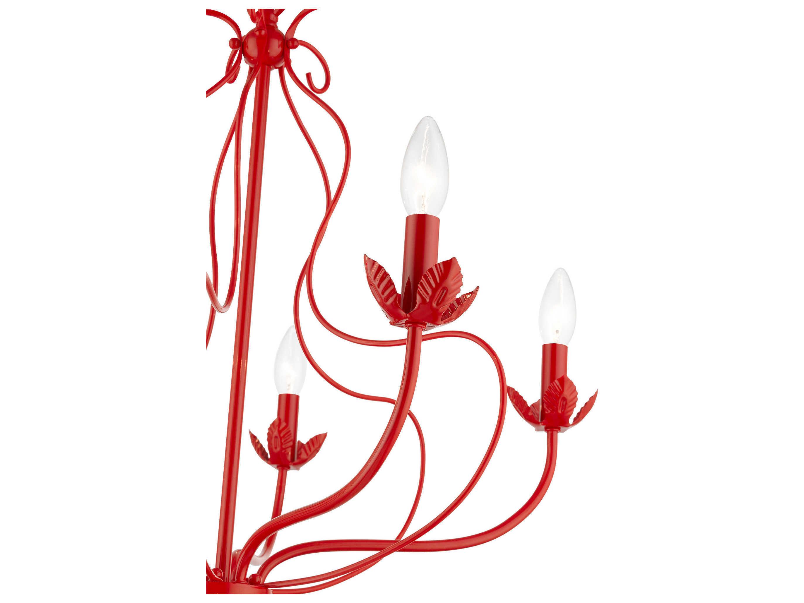 Livex Lighting Katarina 5-Light Shiny Red Candelabra Chandelier