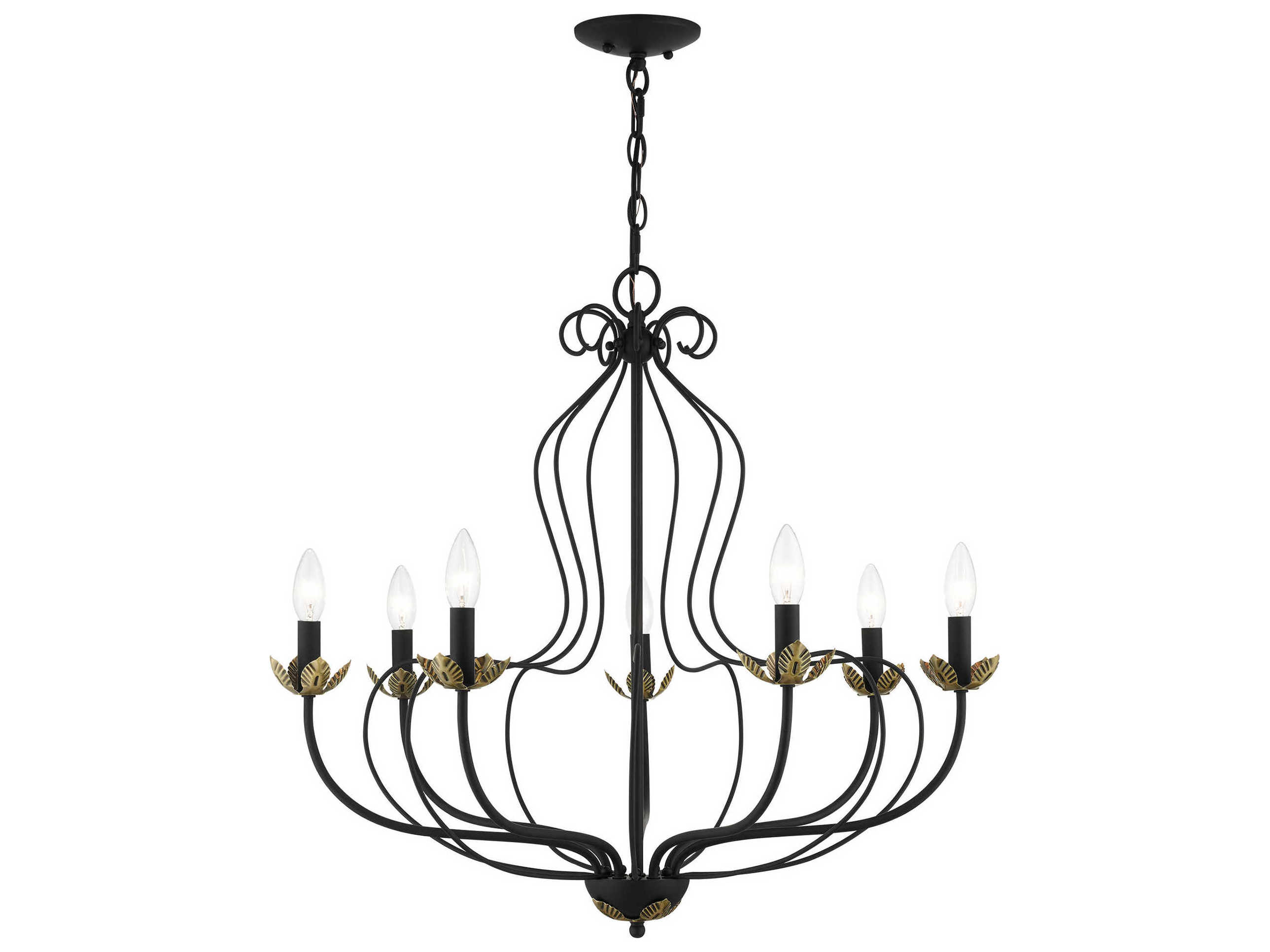 Livex Lighting Katarina 7-Light Black Antique Brass Chandelier
