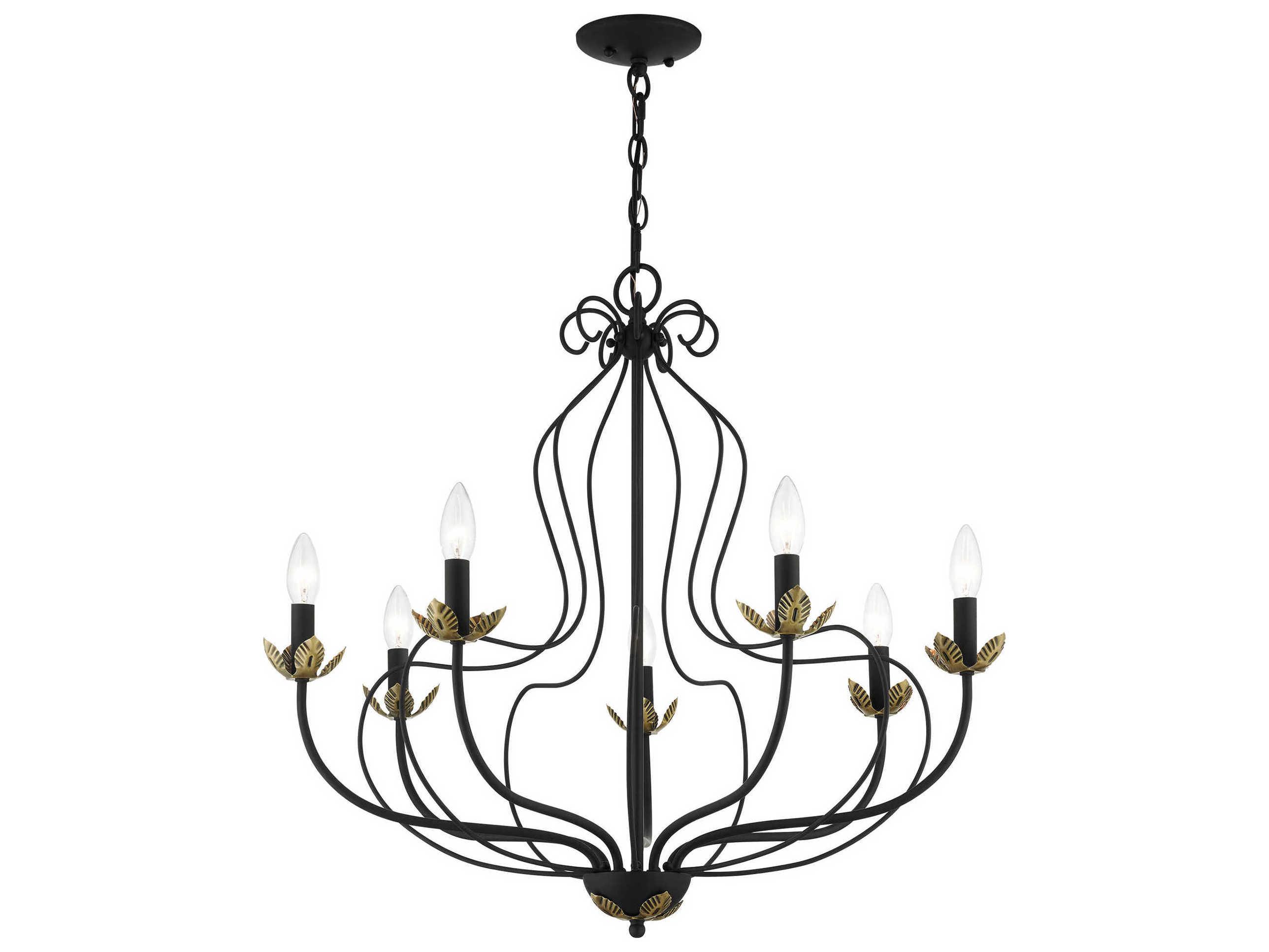Livex Lighting Katarina 7-Light Black Antique Brass Chandelier