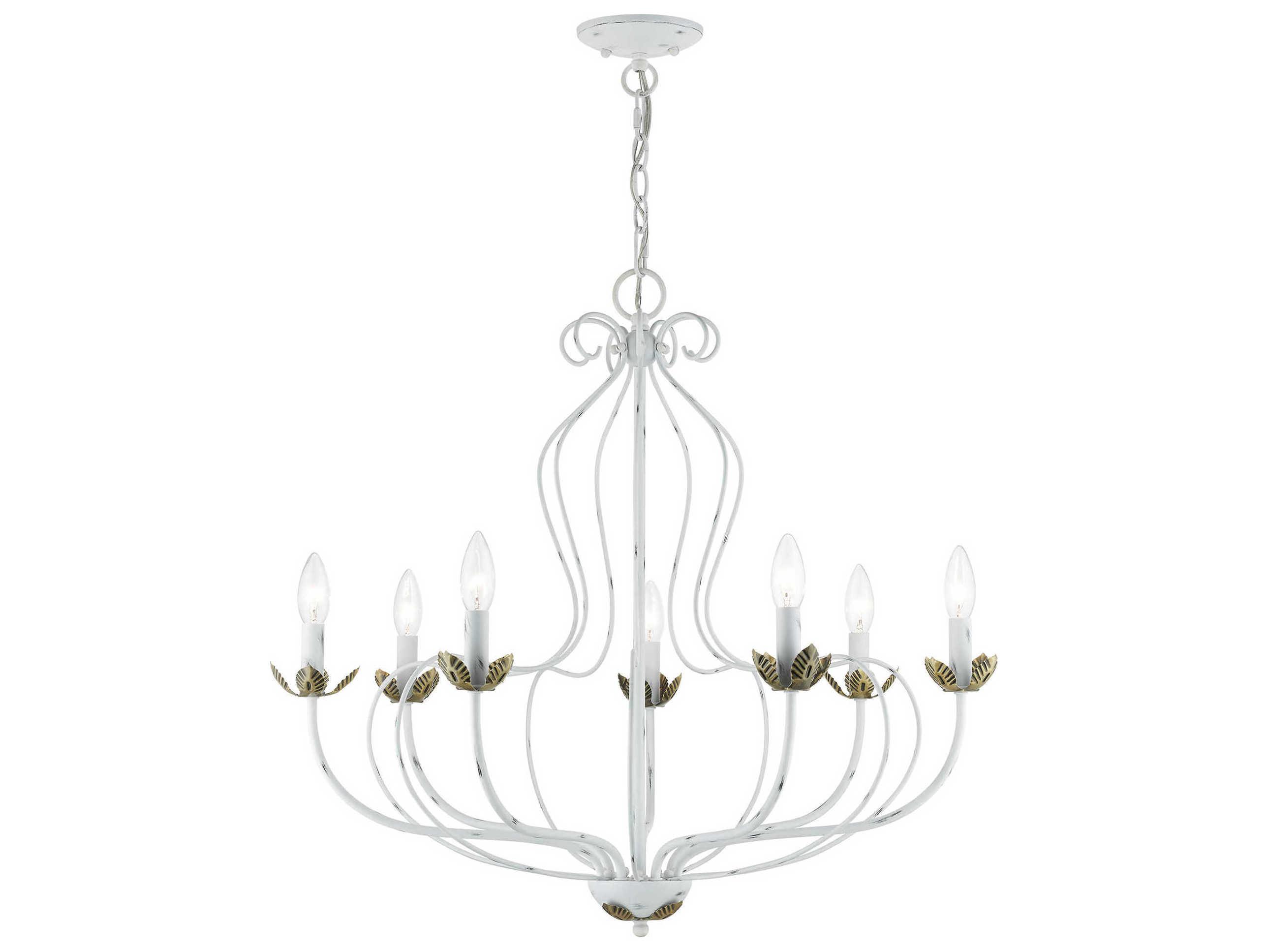 Livex Lighting Katarina 7-Light Antique White Brass Candelabra Chandelier