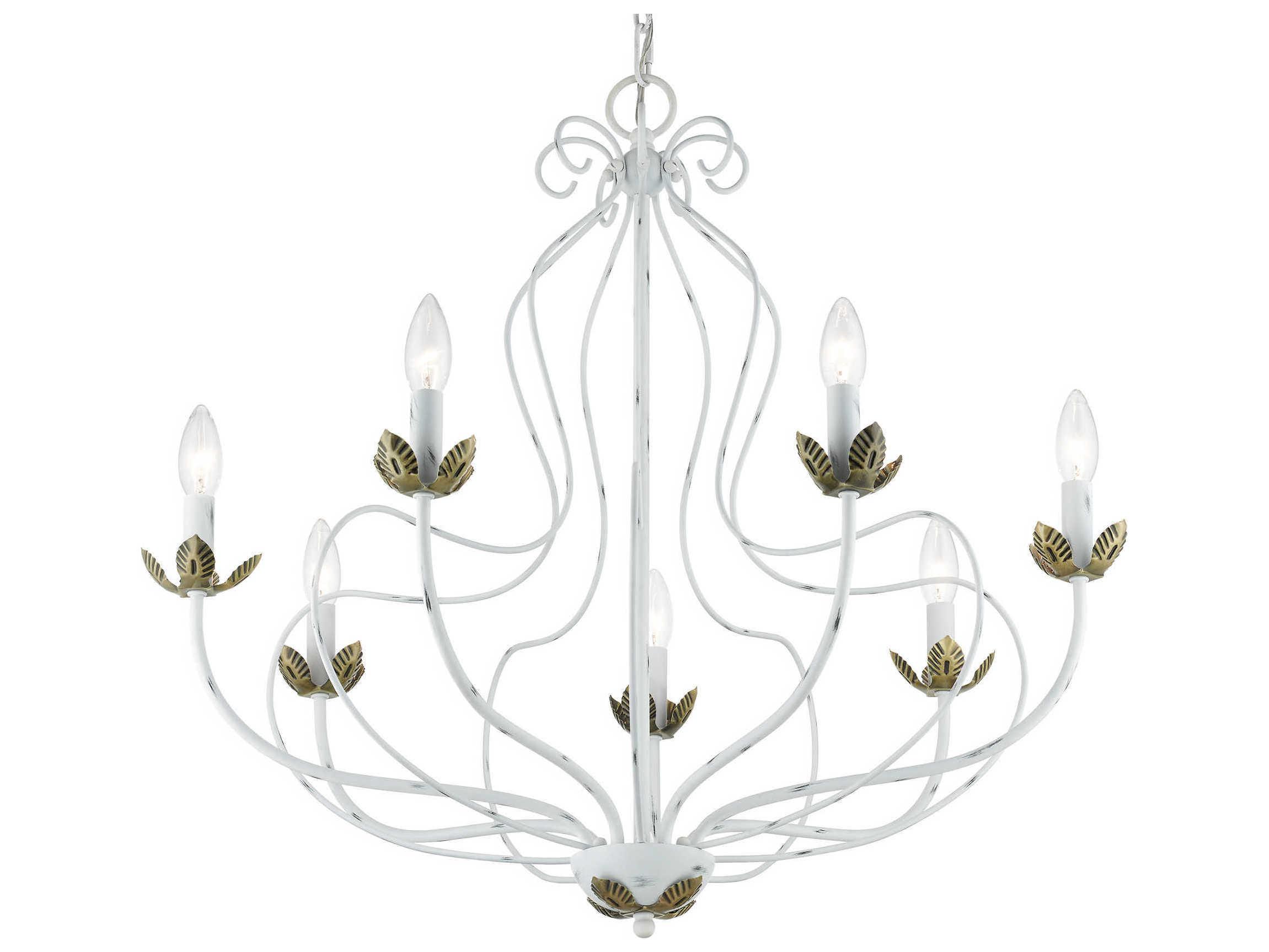 Livex Lighting Katarina 7-Light Antique White Brass Candelabra Chandelier