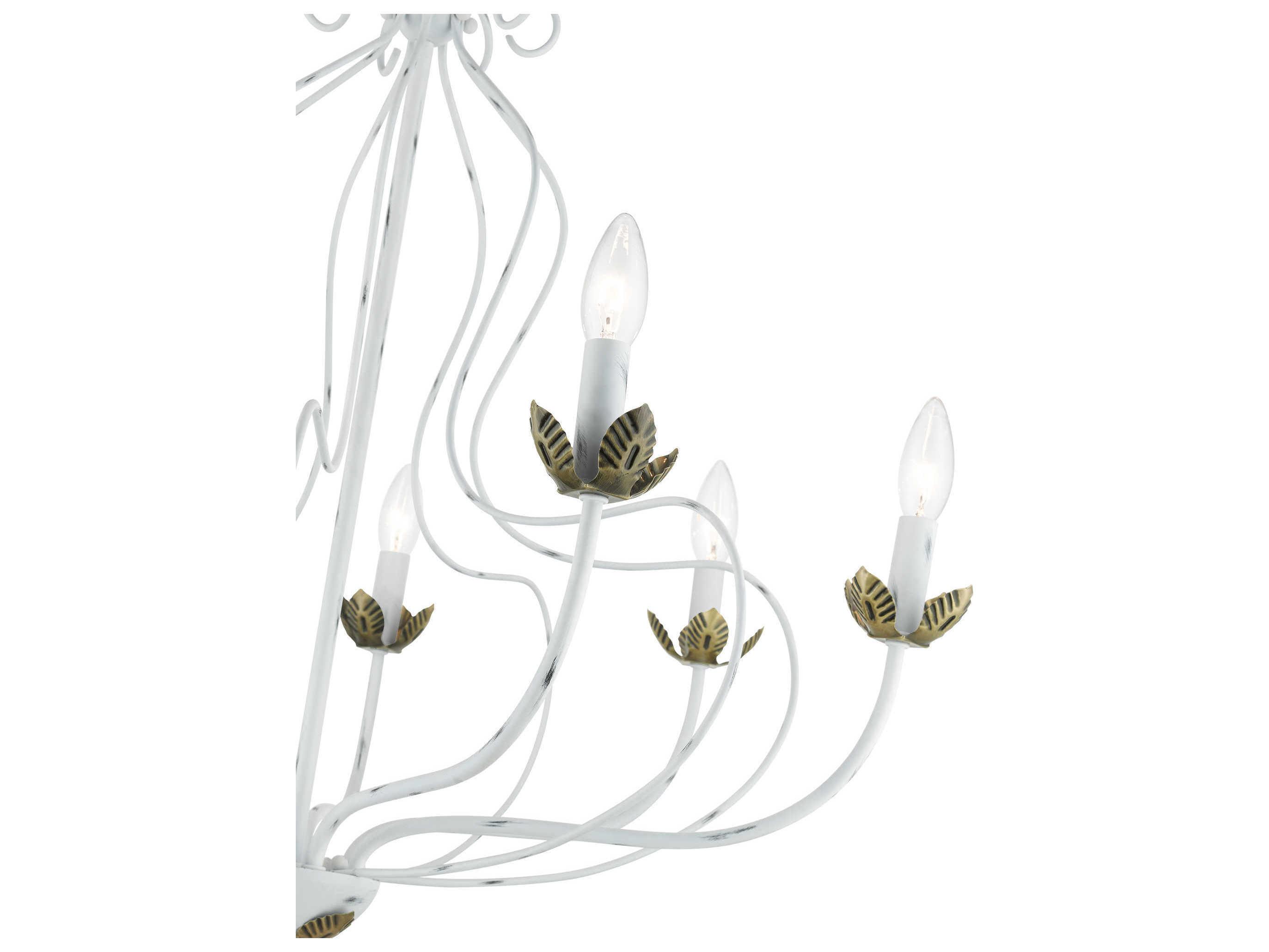 Livex Lighting Katarina 7-Light Antique White Brass Candelabra Chandelier