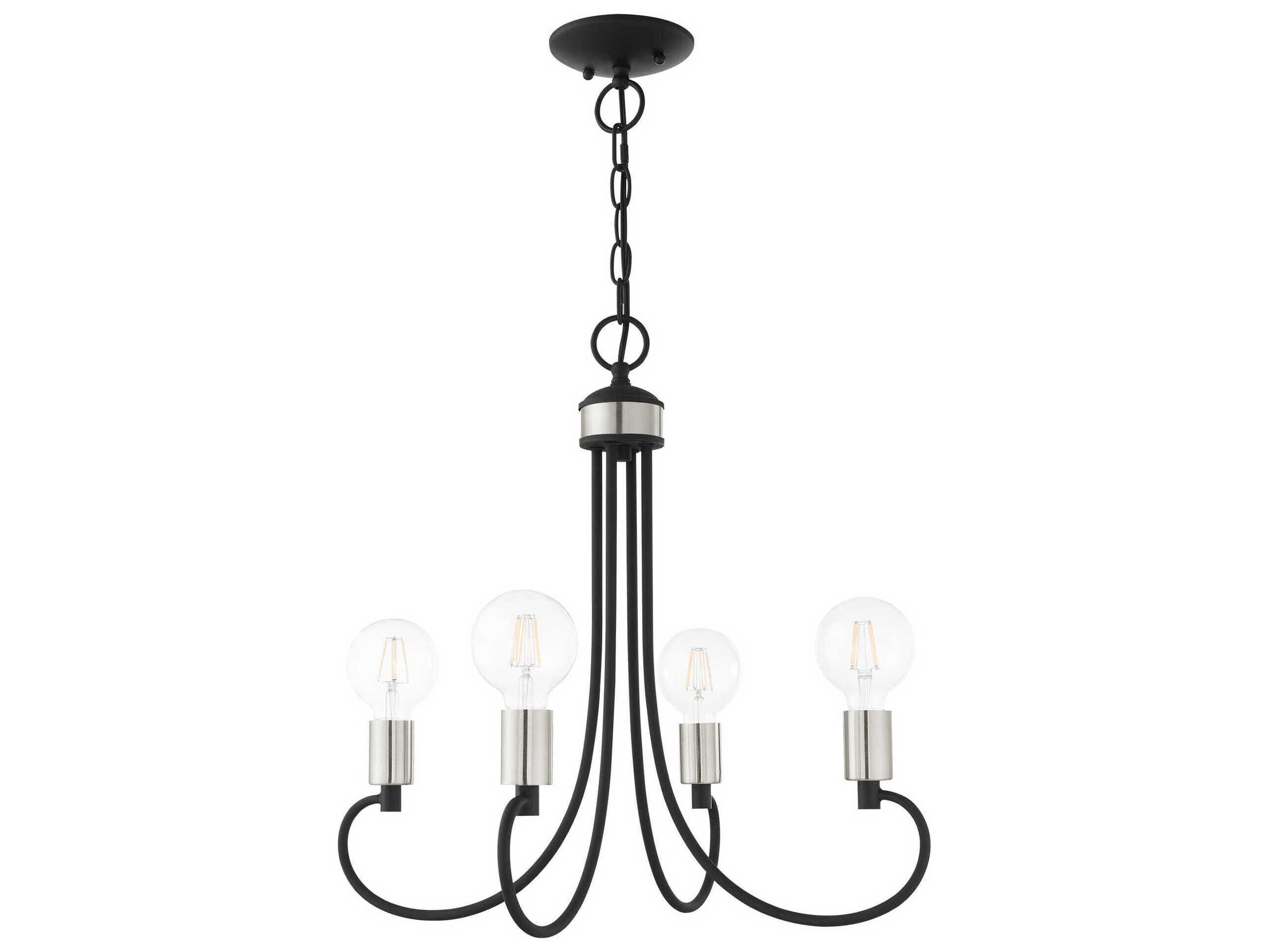Livex Lighting Bari 4-Light Black Brushed Nickel Chandelier