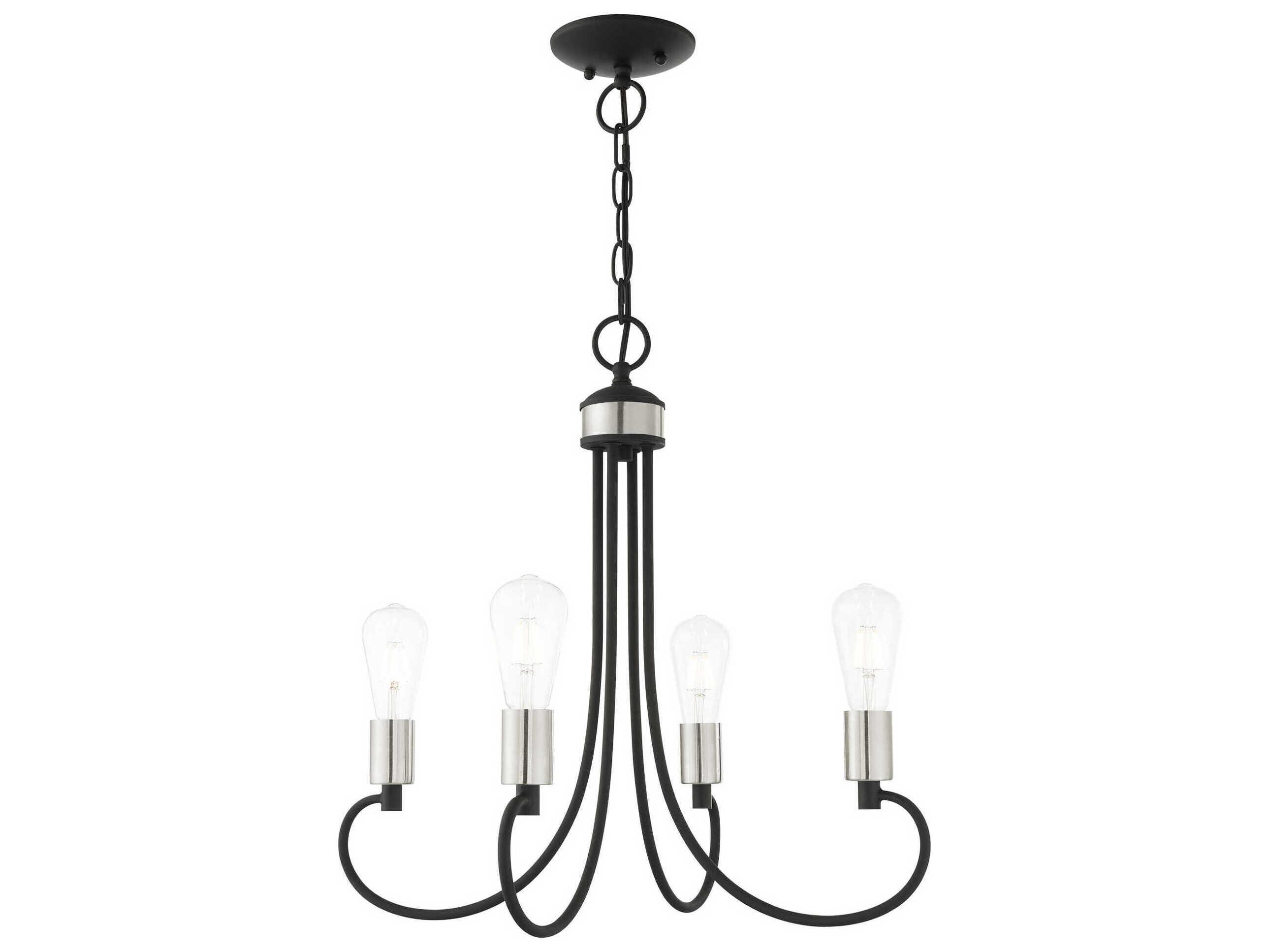 Livex Lighting Bari 4-Light Black Brushed Nickel Chandelier
