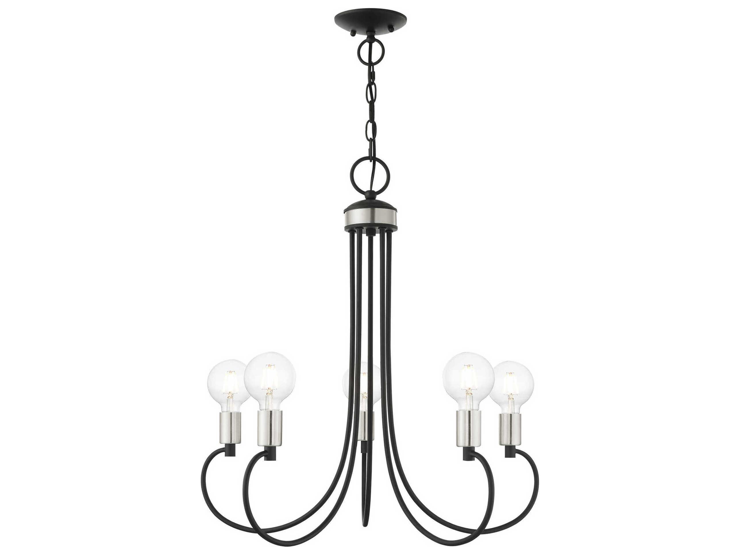 Livex Lighting Bari 5-Light Black Brushed Nickel Chandelier