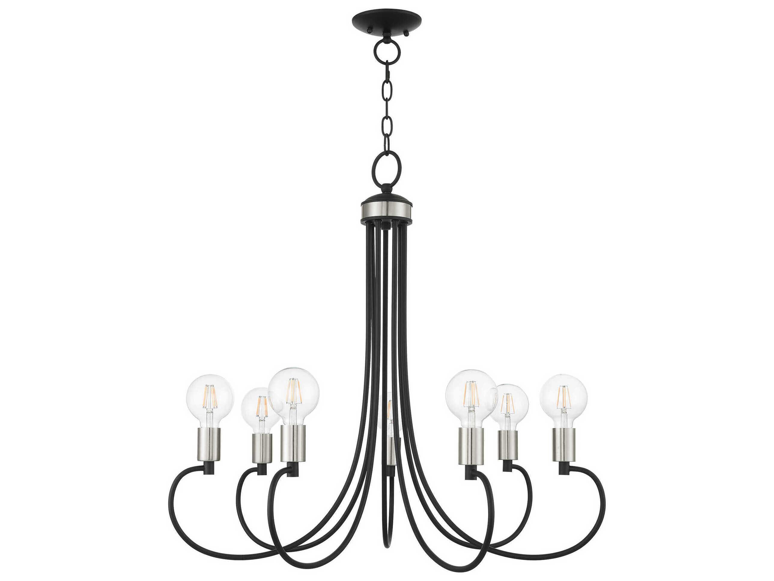 Livex Lighting Bari 7-Light Black Brushed Nickel Chandelier