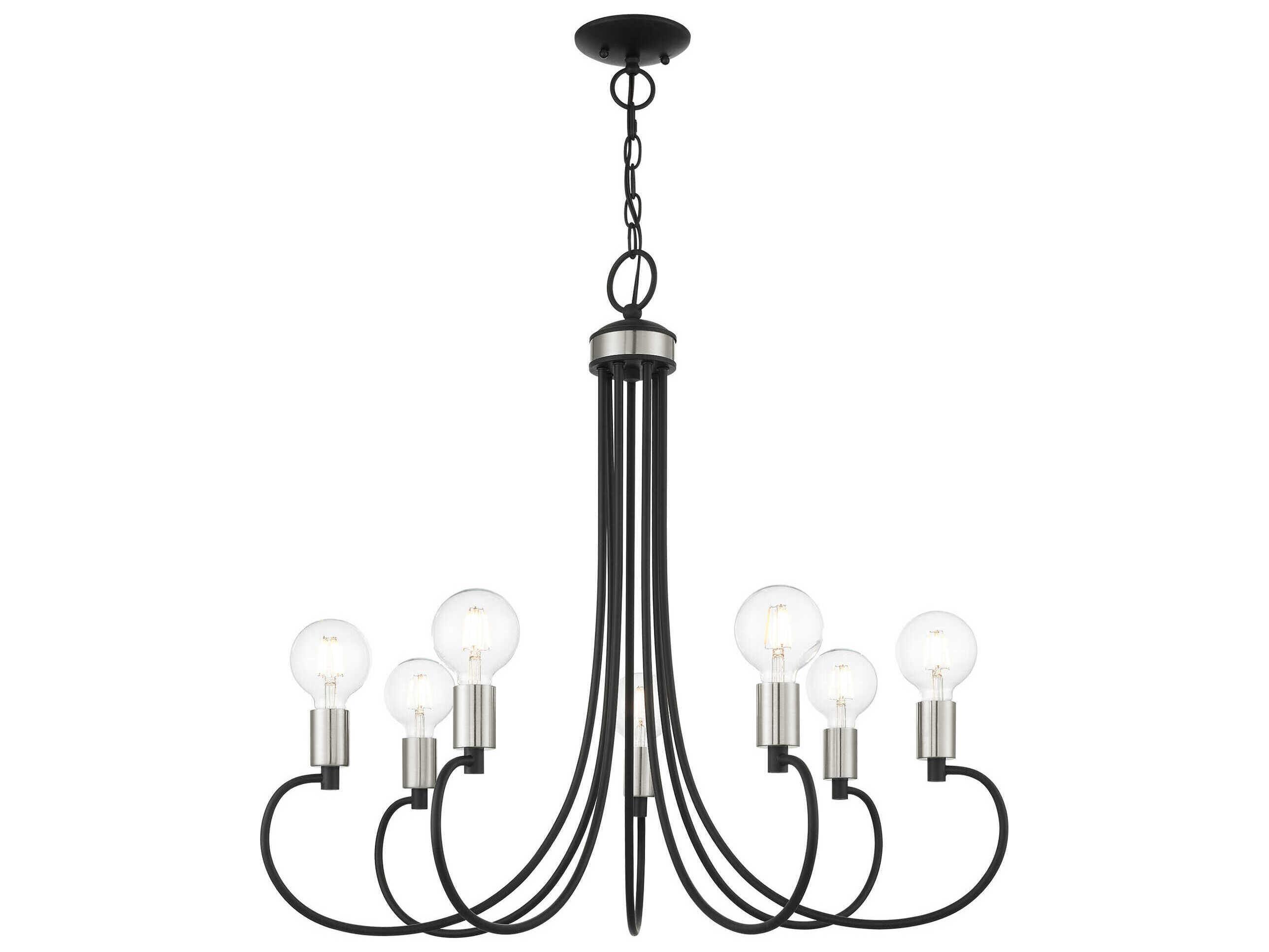 Livex Lighting Bari 7-Light Black Brushed Nickel Chandelier