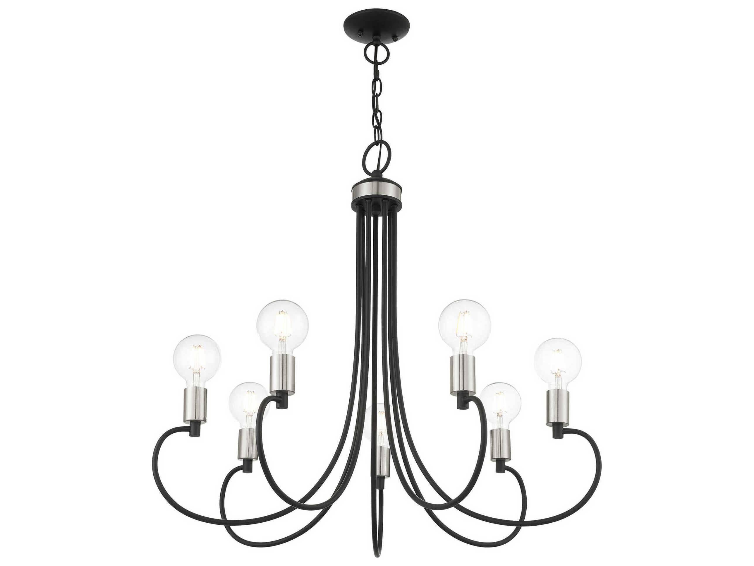 Livex Lighting Bari 7-Light Black Brushed Nickel Chandelier