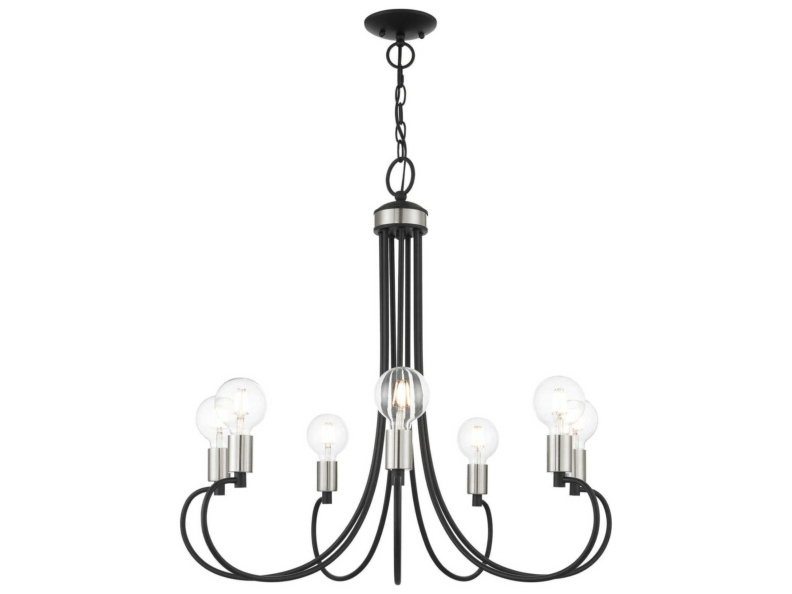 Livex Lighting Bari 7-Light Black Brushed Nickel Chandelier