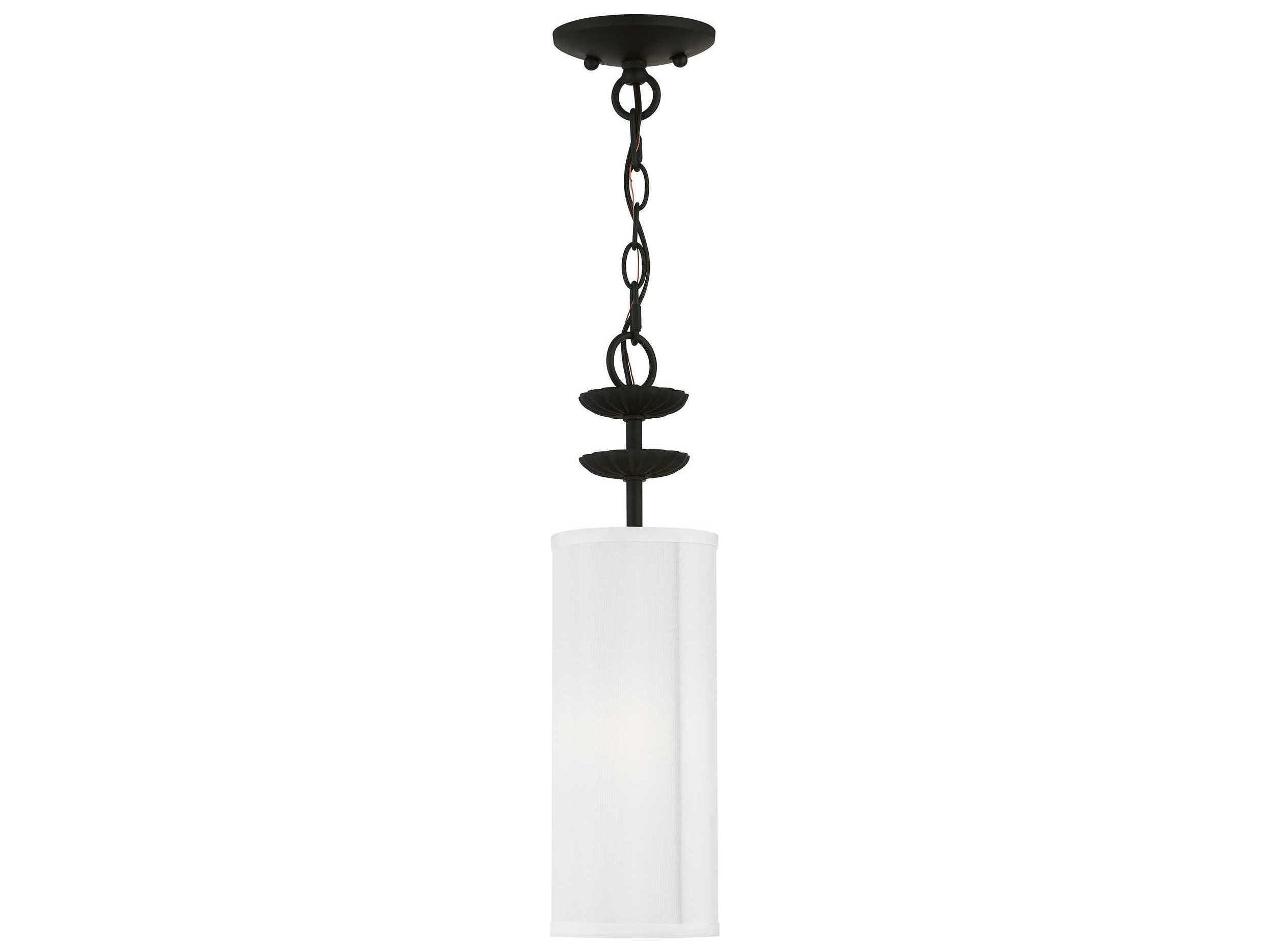Livex Lighting Brookdale 1-Light Black Cylinder Mini Pendant