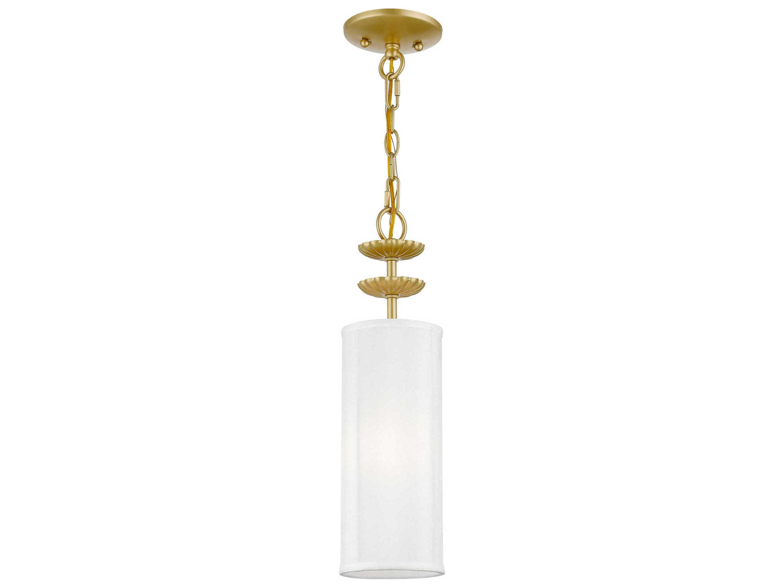 Livex Lighting Brookdale 1-Light Soft Gold Steel Cylinder Mini Pendant