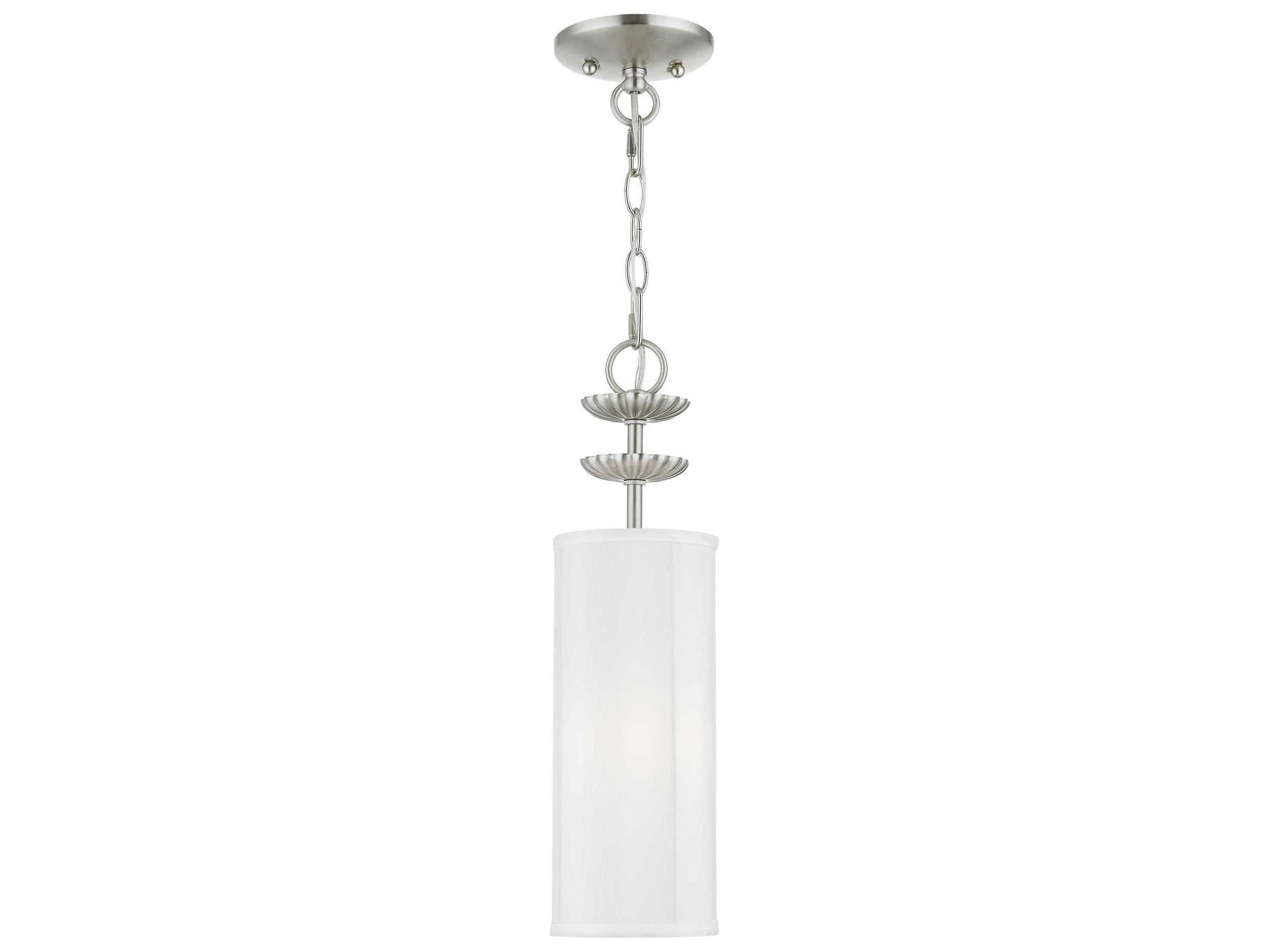 Livex Lighting Brookdale 1-Light Brushed Nickel Cylinder Mini Pendant
