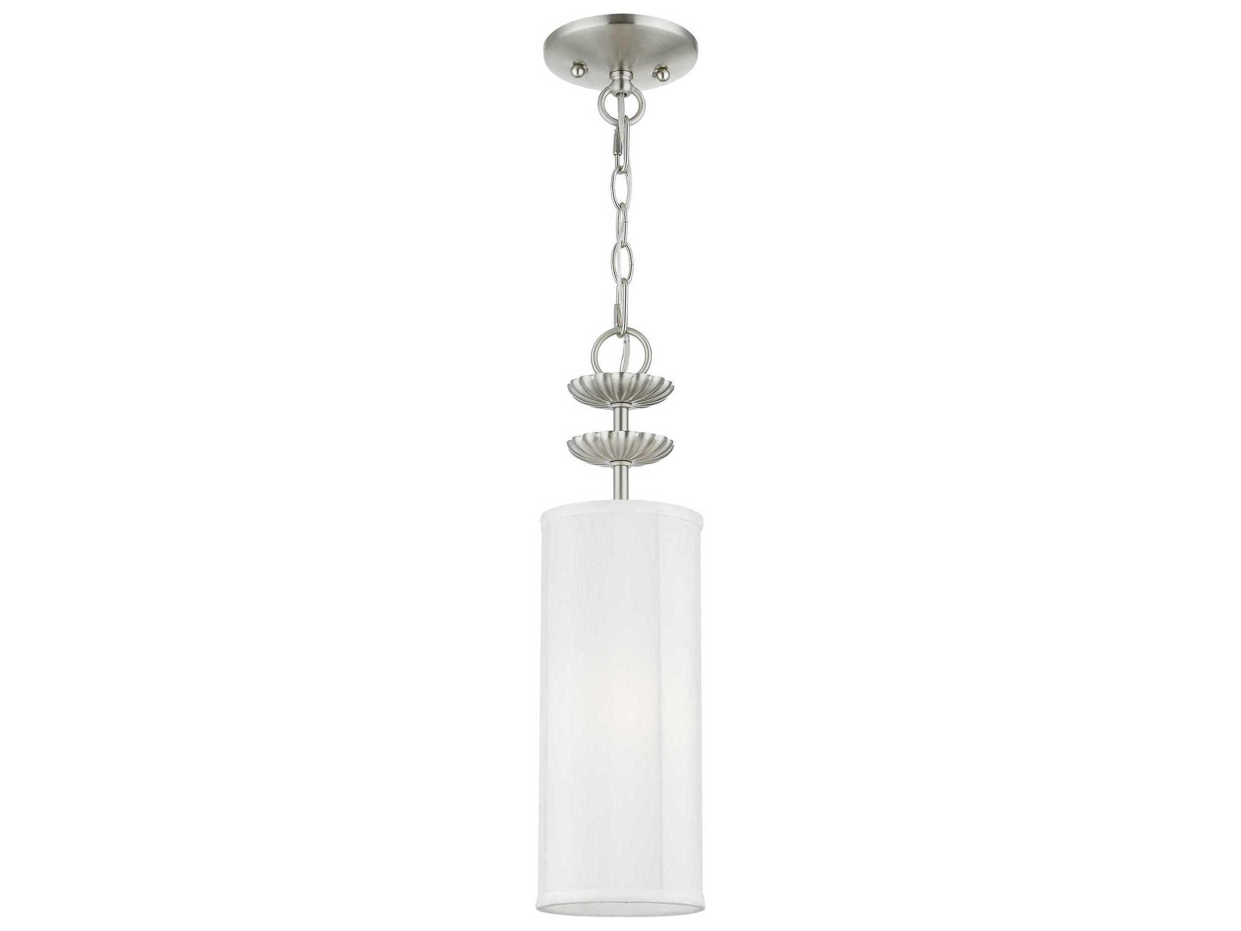 Livex Lighting Brookdale 1-Light Brushed Nickel Cylinder Mini Pendant