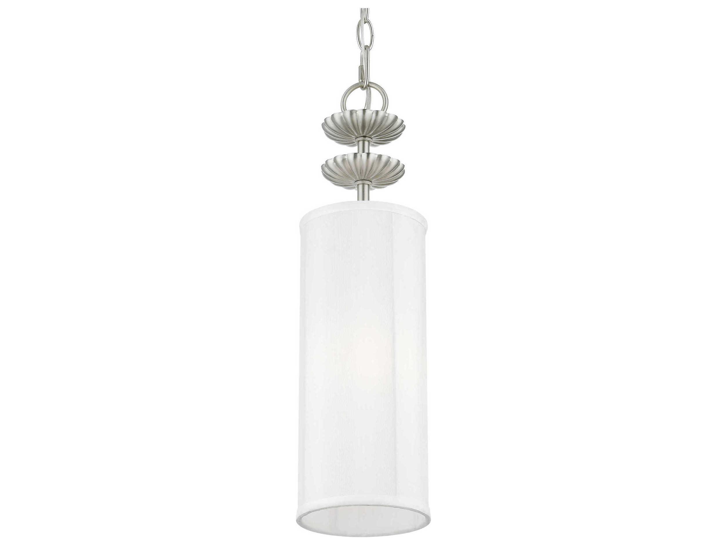 Livex Lighting Brookdale 1-Light Brushed Nickel Cylinder Mini Pendant