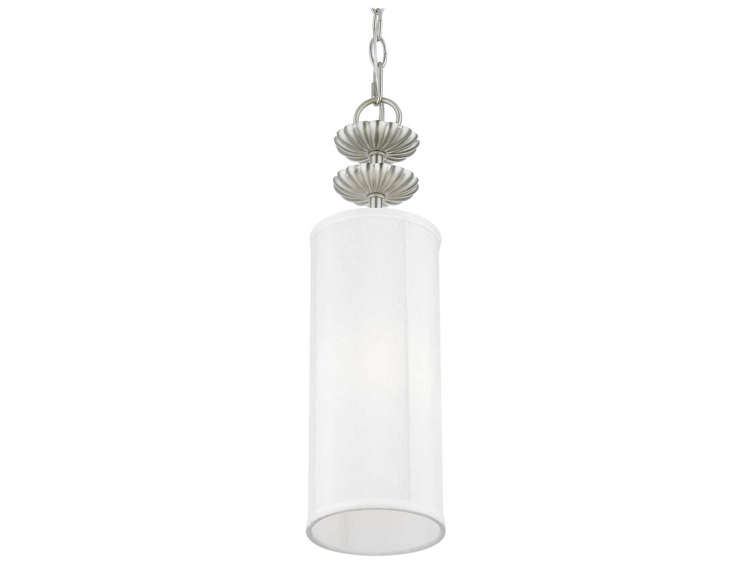 Livex Lighting Brookdale 1-Light Brushed Nickel Cylinder Mini Pendant
