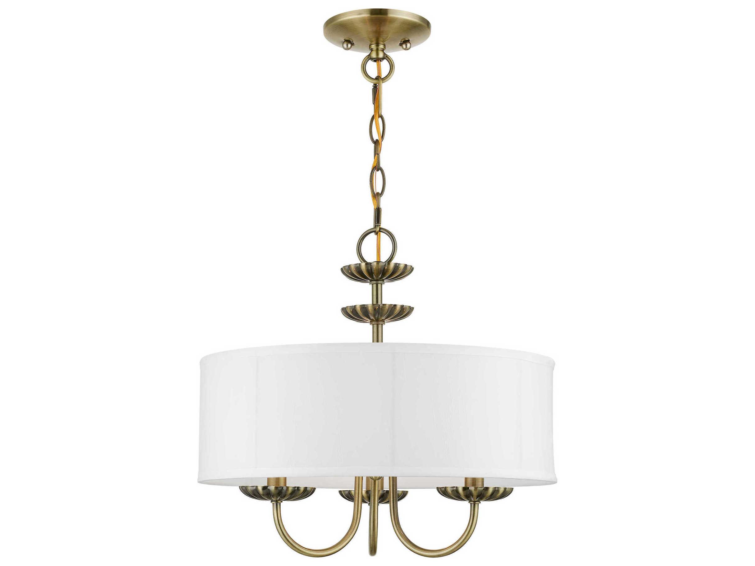 Livex Lighting Brookdale 3-Light Antique Brass Cylinder Chandelier