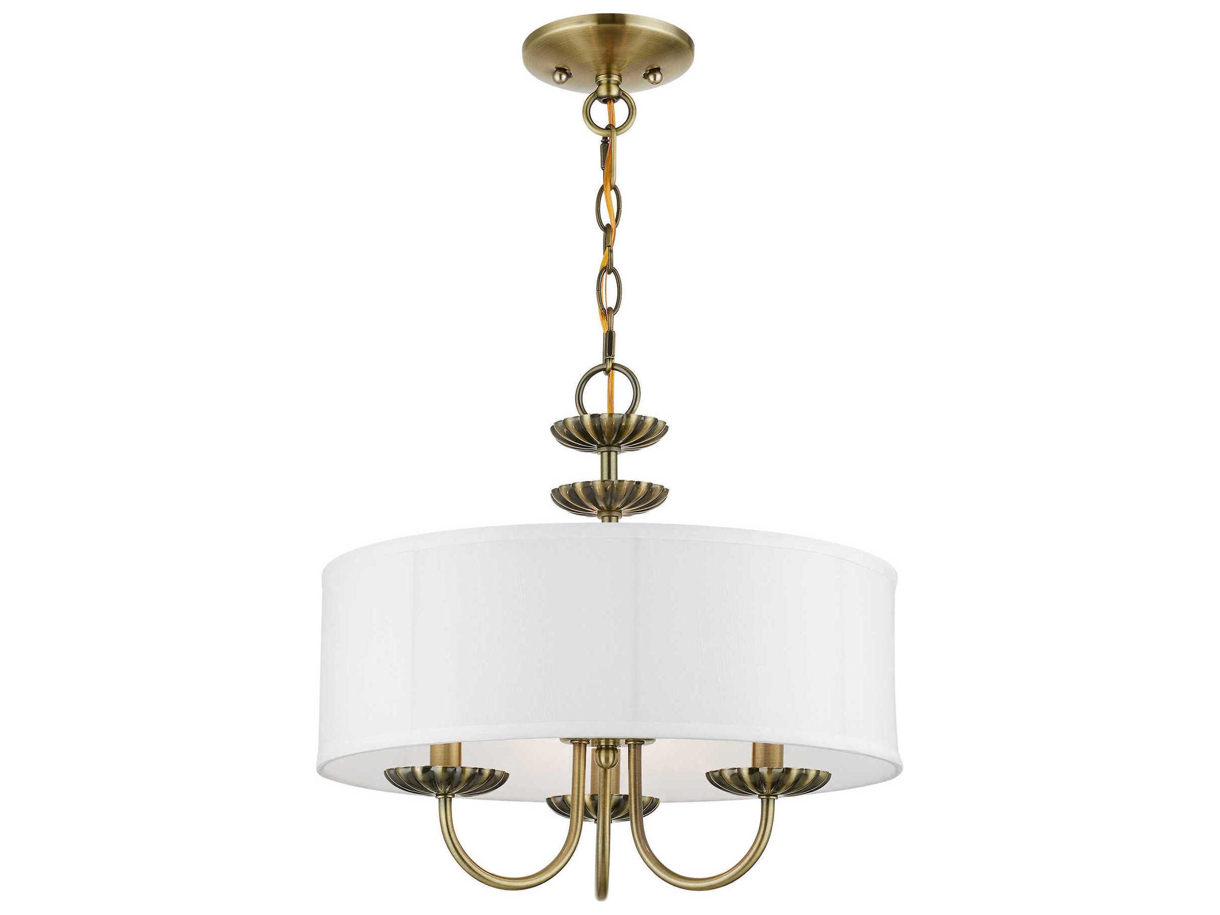Livex Lighting Brookdale 3-Light Antique Brass Cylinder Chandelier