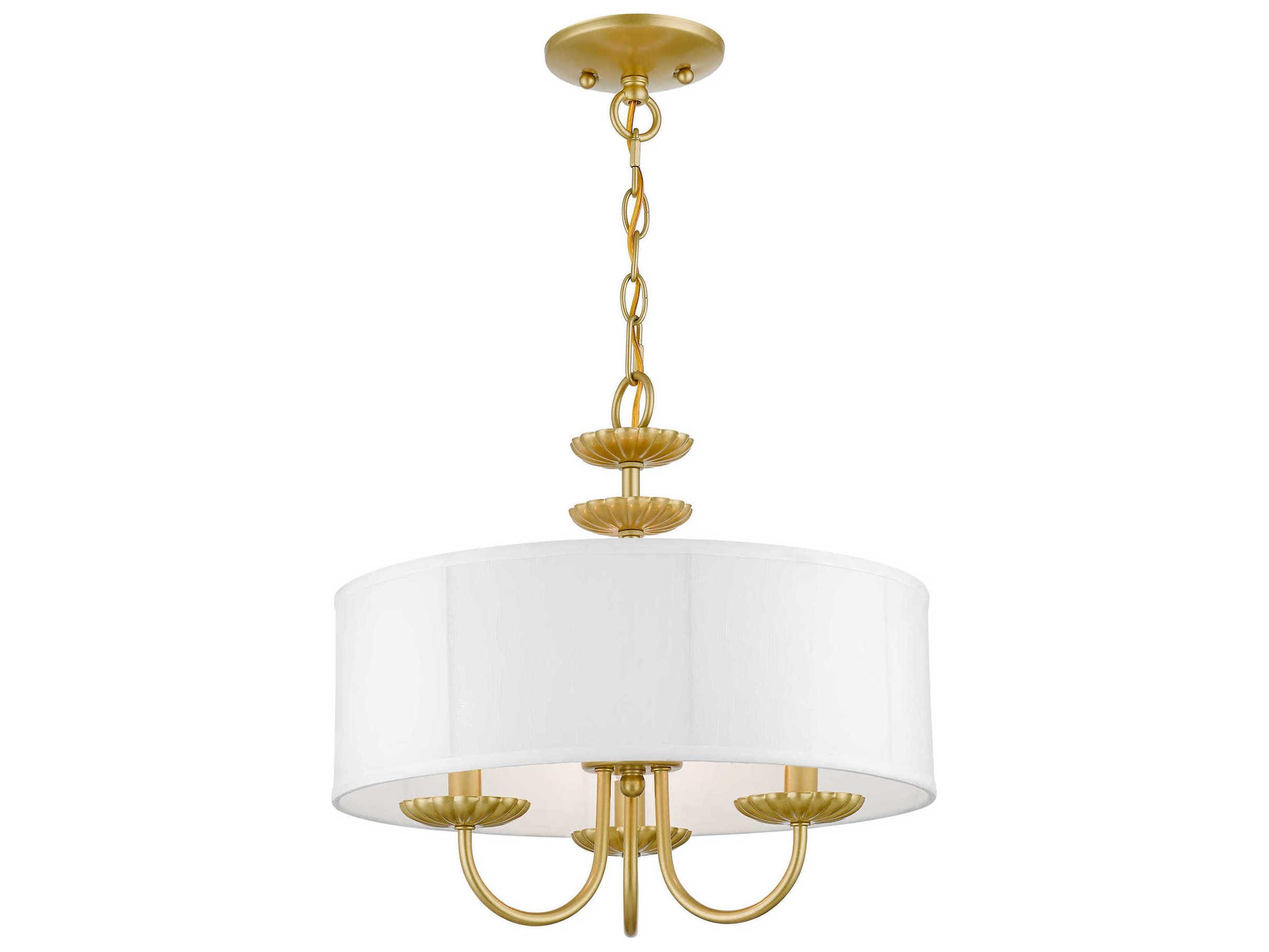 Livex Lighting Brookdale 3-Light Soft Gold Drum Chandelier