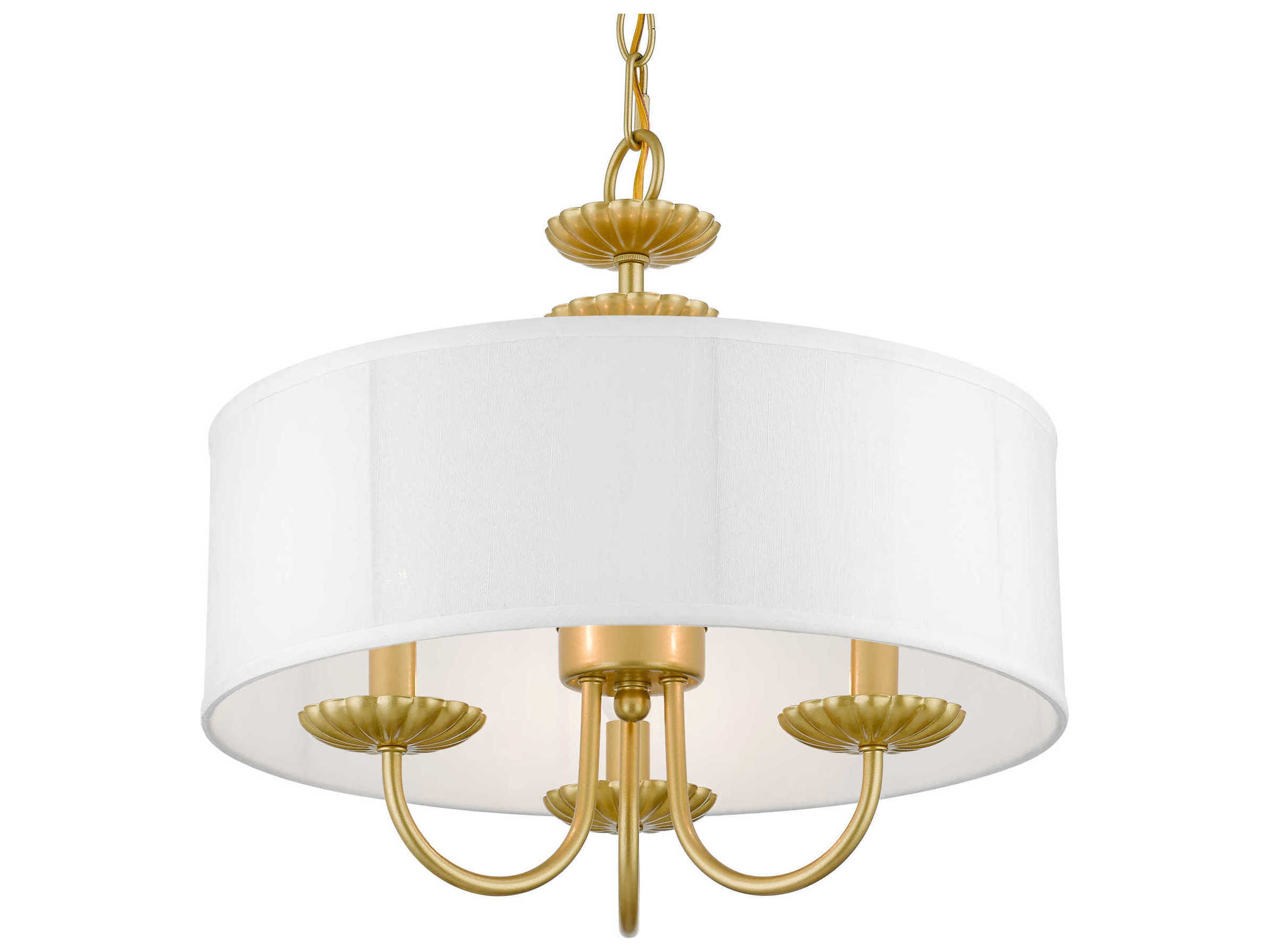 Livex Lighting Brookdale 3-Light Soft Gold Drum Chandelier