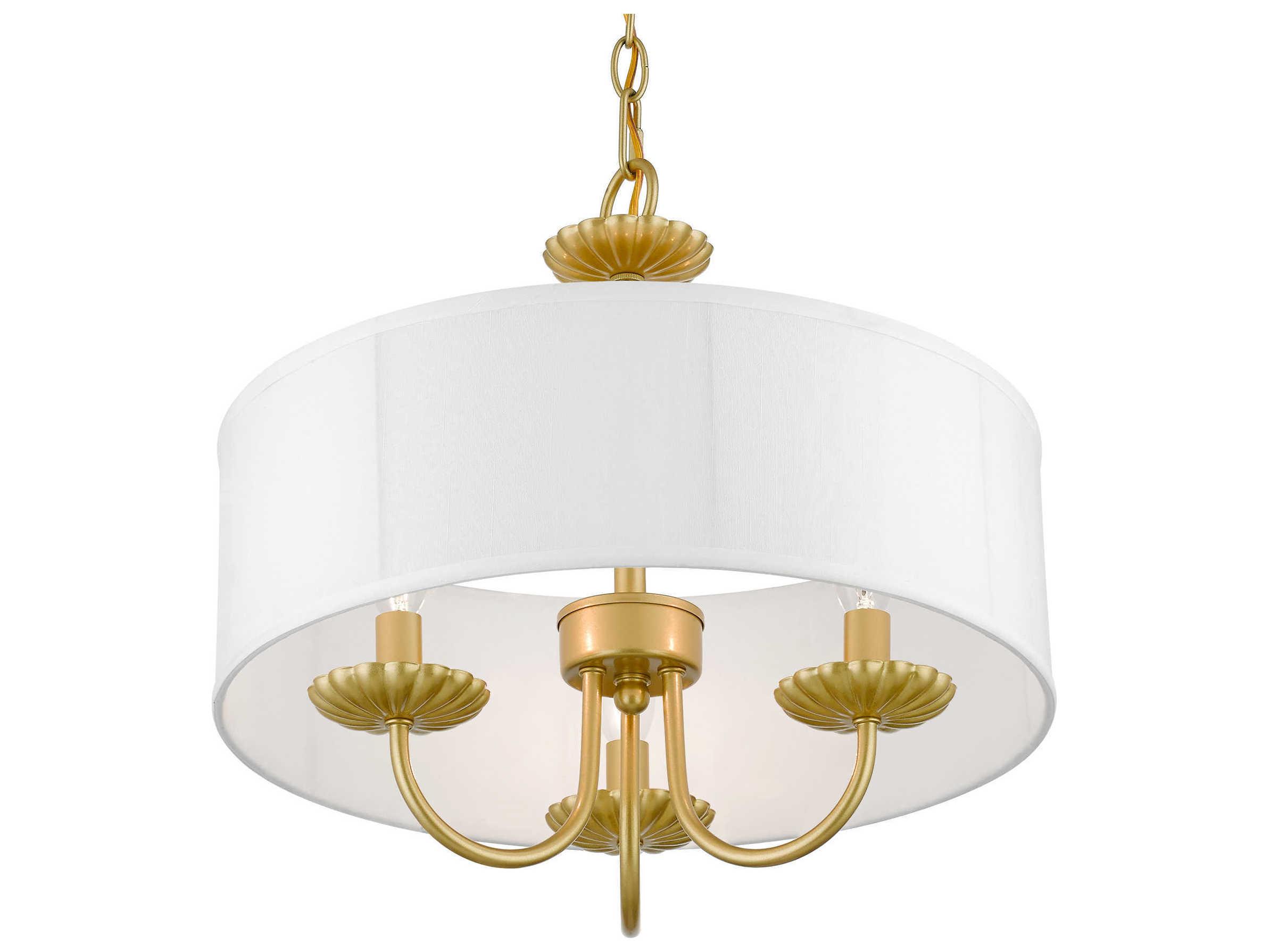 Livex Lighting Brookdale 3-Light Soft Gold Drum Chandelier